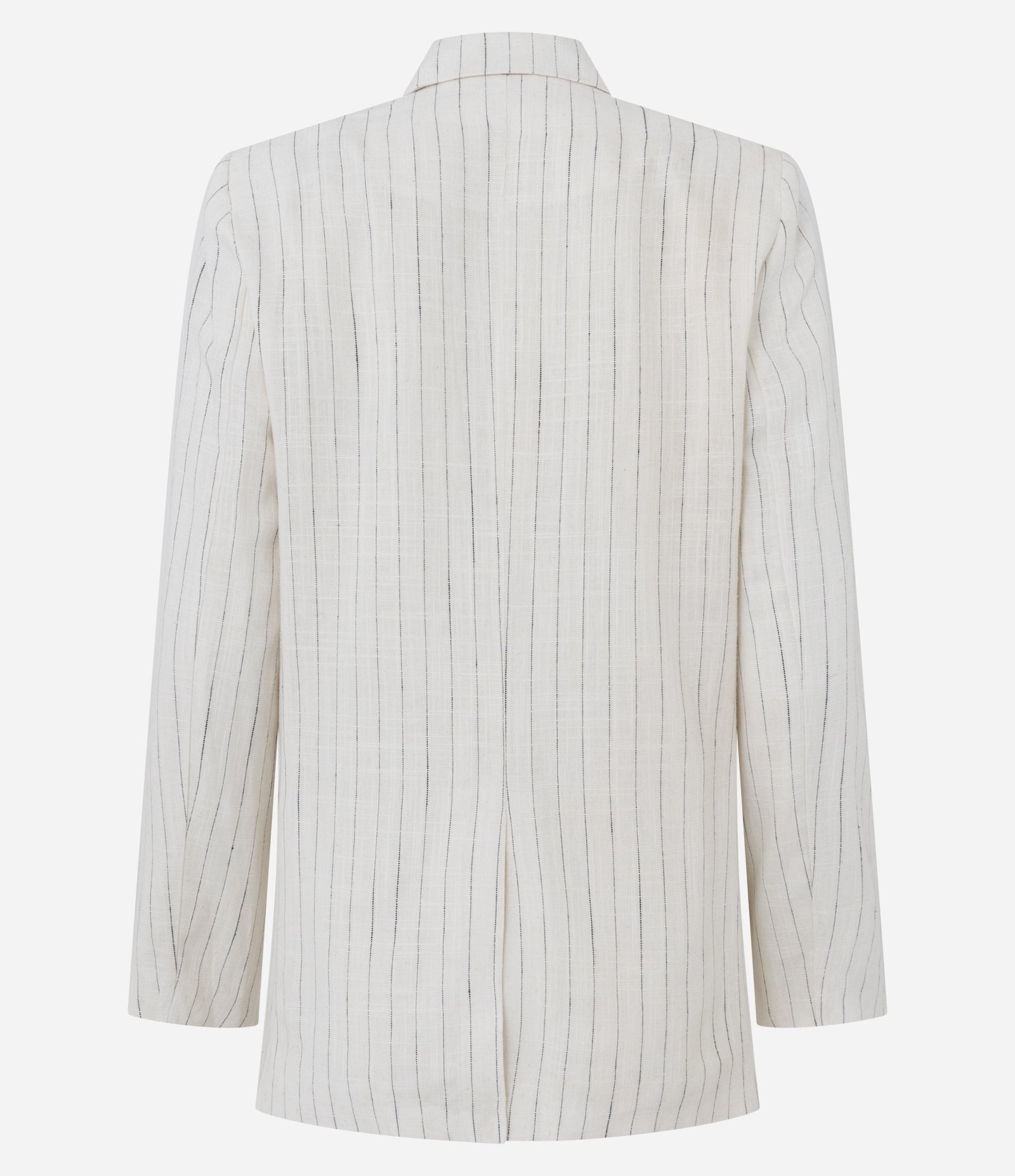 Blazer em Viscolinho Listrado com Fechamento de Botão Off White 6
