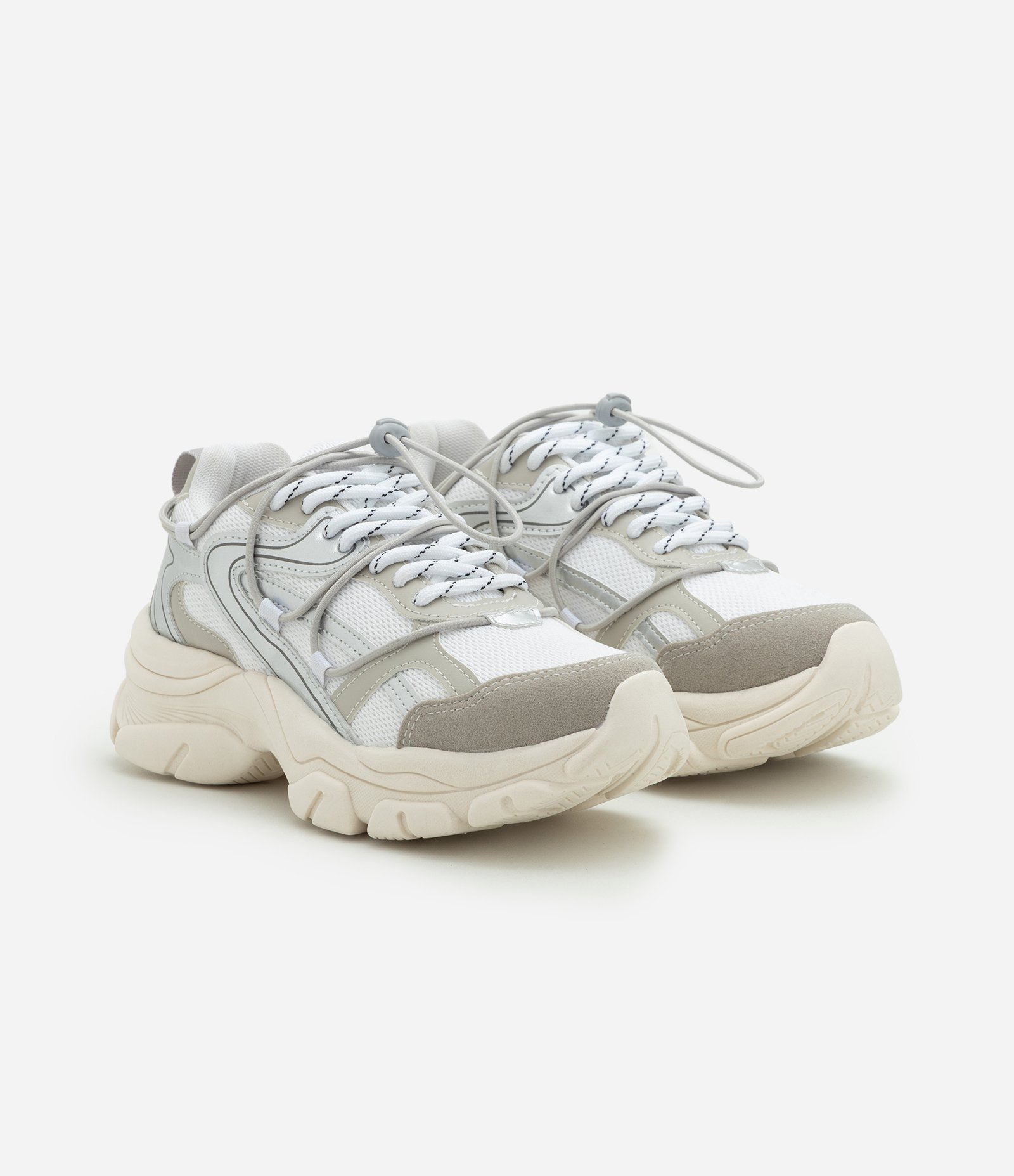 Tênis Jogging com Design Chunky Cinza Claro 3