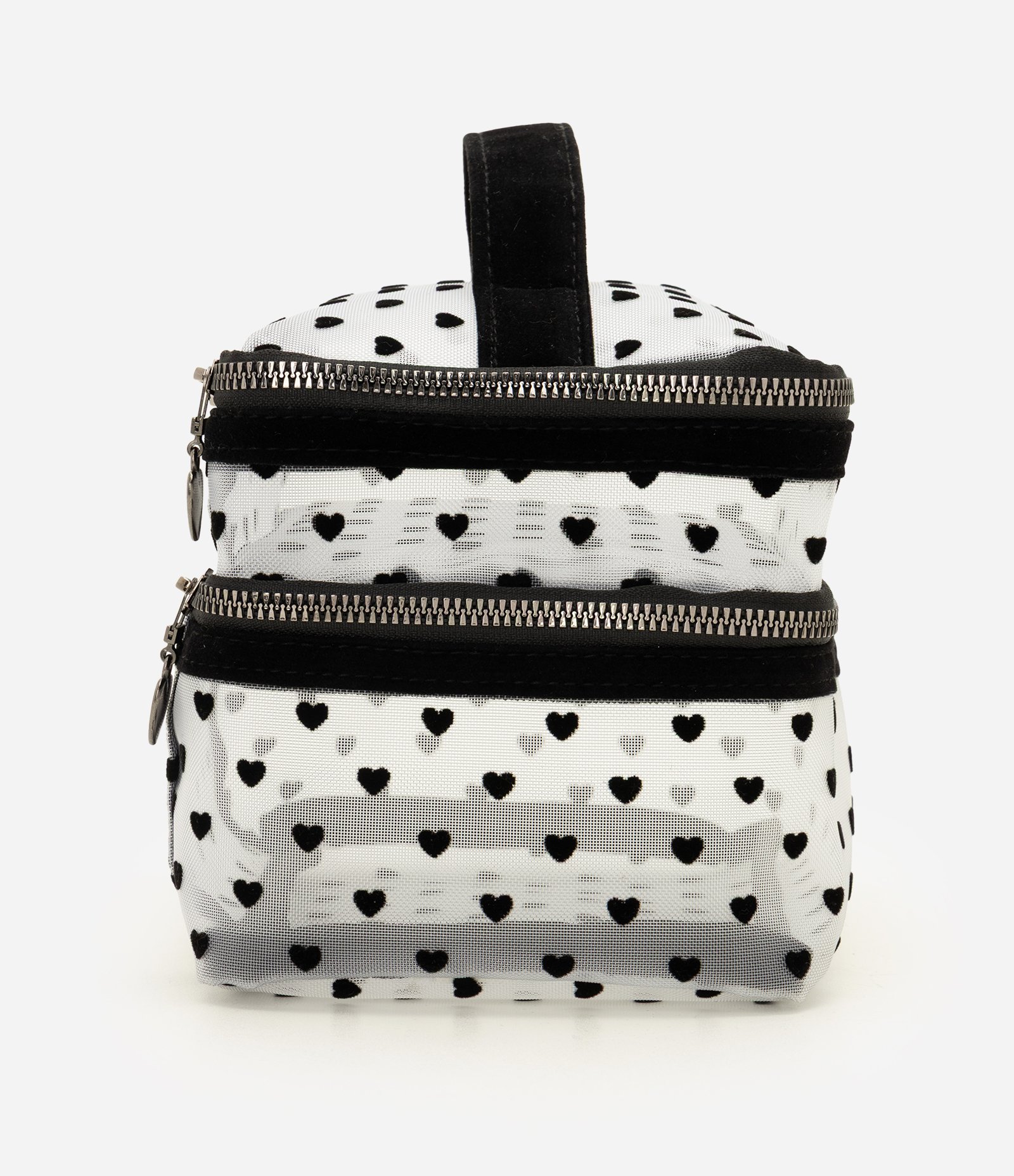 Necessaire com Estampa de Coração e Alça de Mão Preto 2