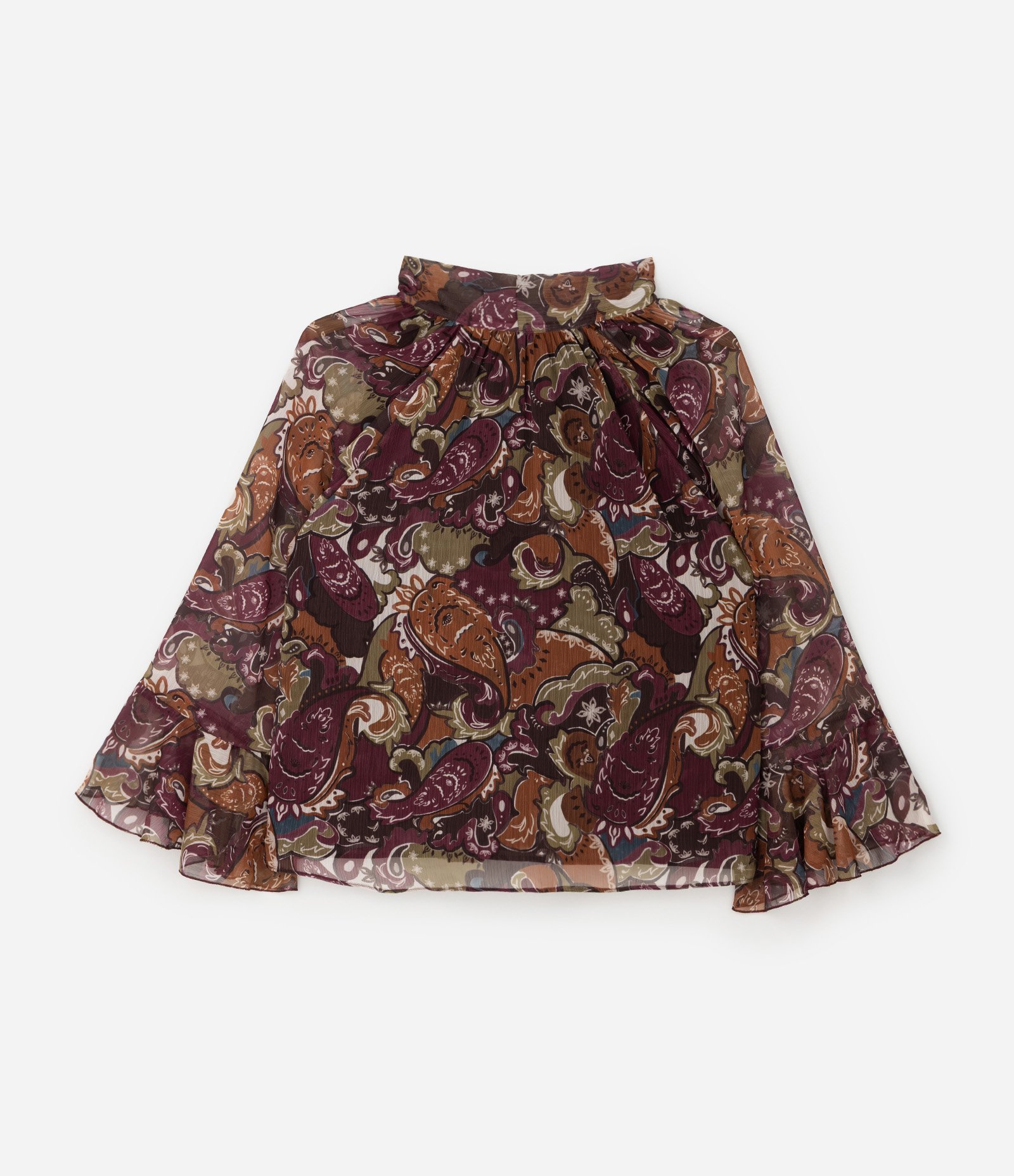 Blusa Chiffon Paisley com Amarração Curve & Plus Size Bordô 9