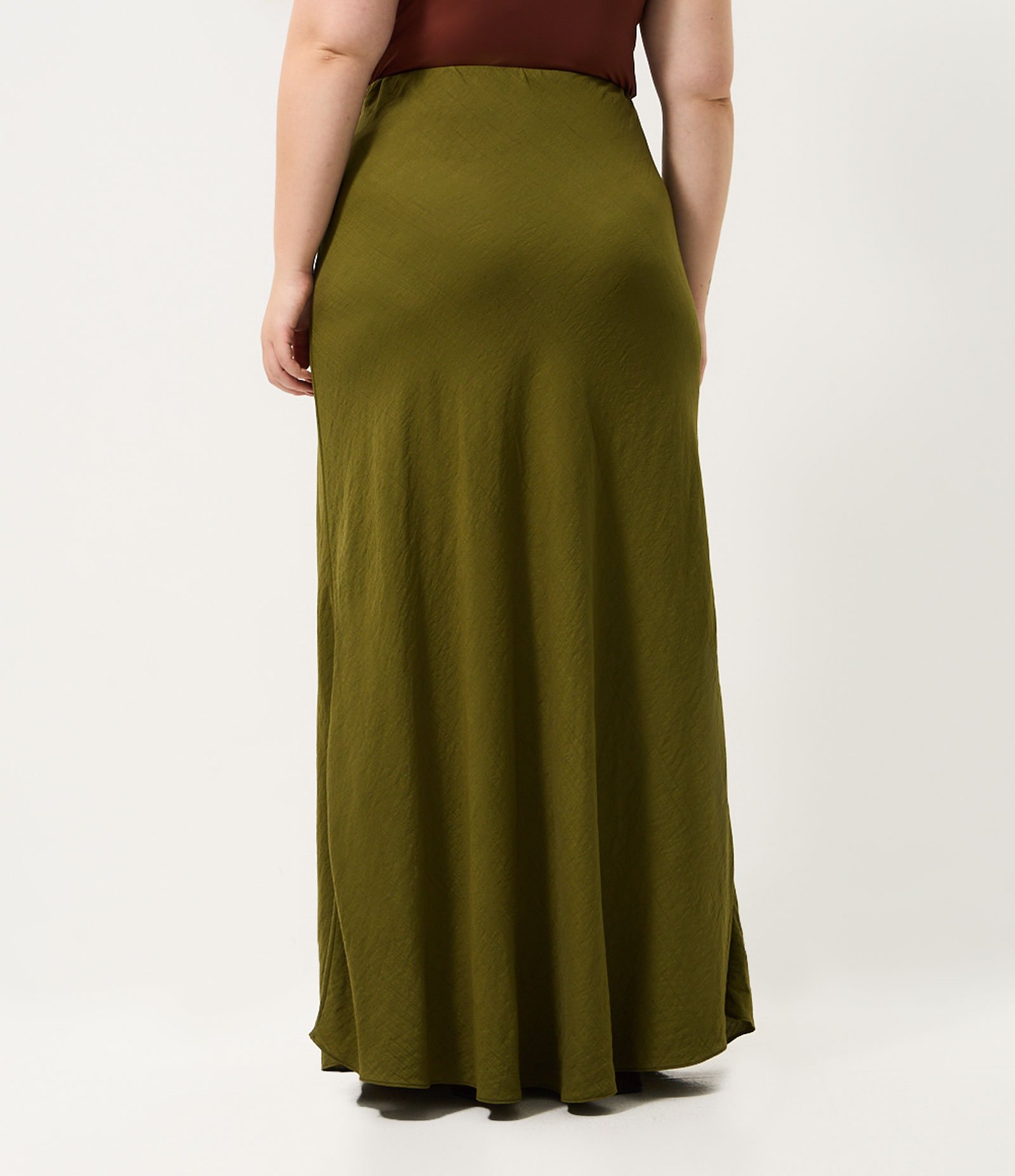 Saia Coluna Longa Texturizada Curve & Plus Size Verde 4