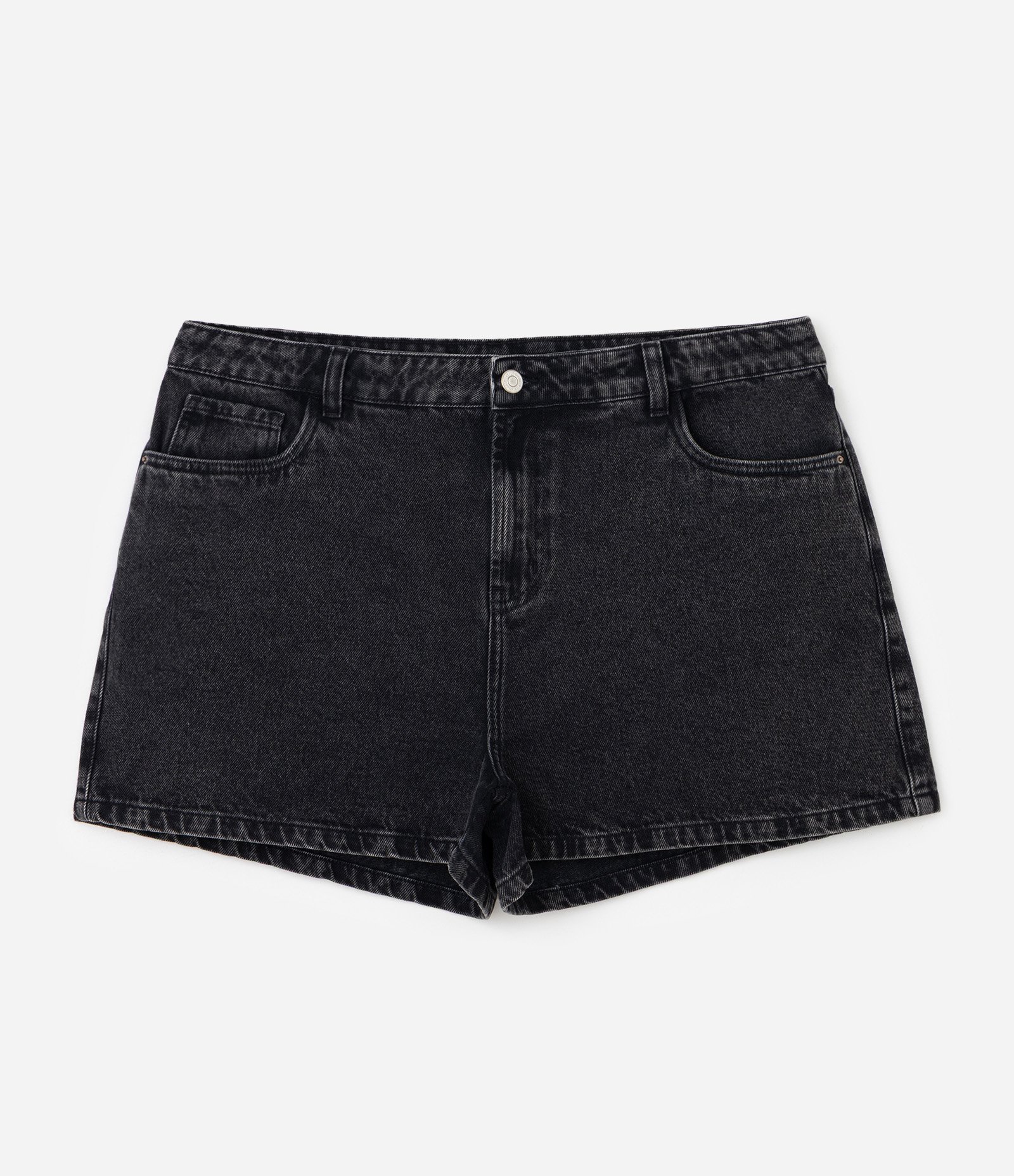 Short Jeans Mom Marmorizado Curve & Plus Size Preto 6