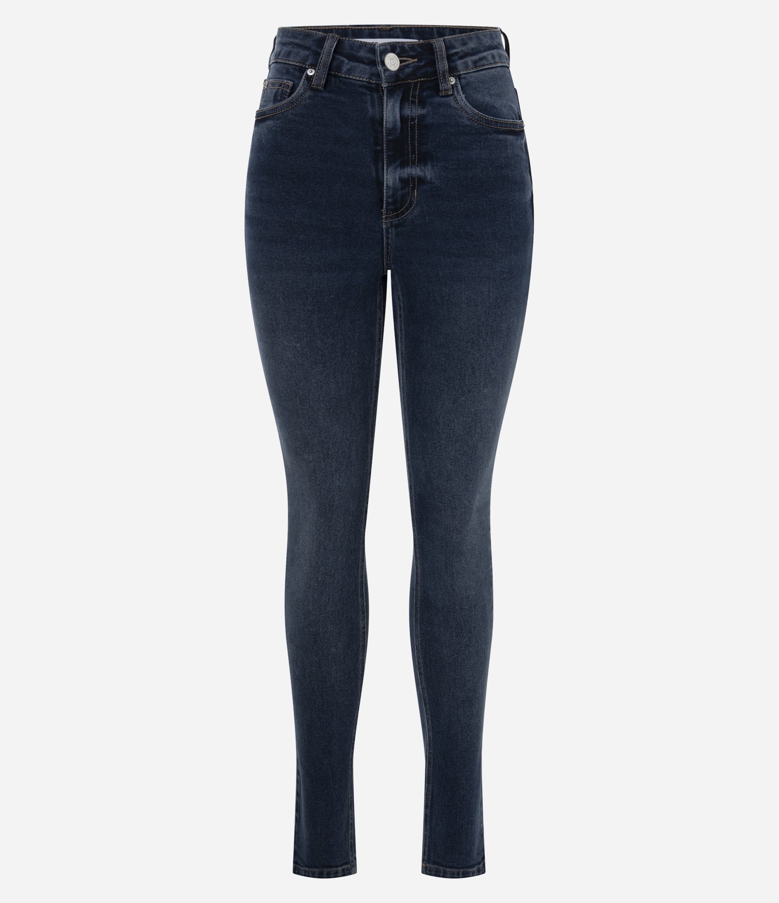 Calça Skinny em Jeans com Cintura Alta Azul Escuro 1
