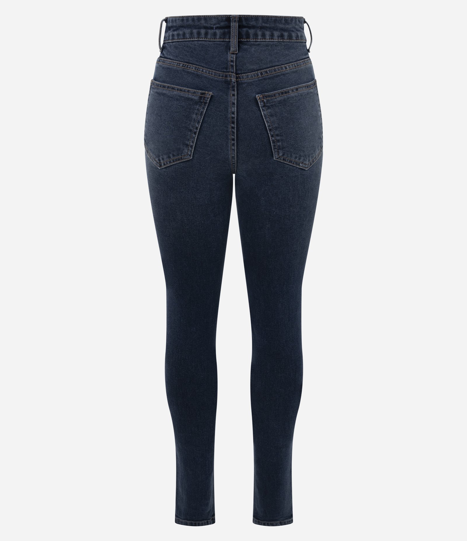 Calça Skinny em Jeans com Cintura Alta Azul Escuro 2