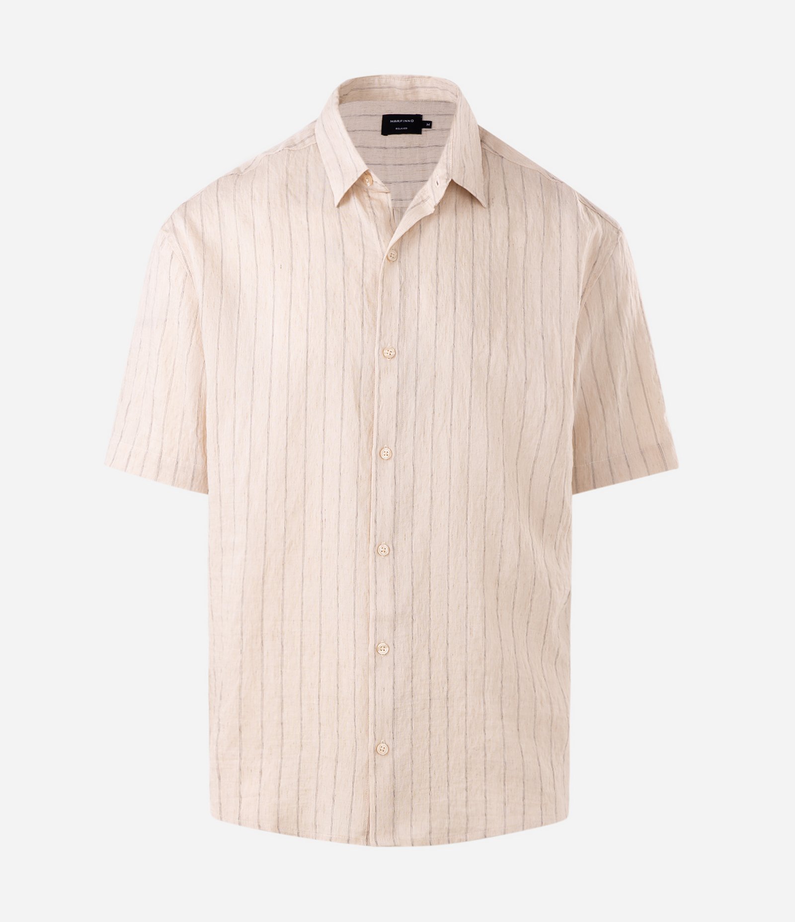 Camisa Relaxed em Viscolinho Listrada Off White 5