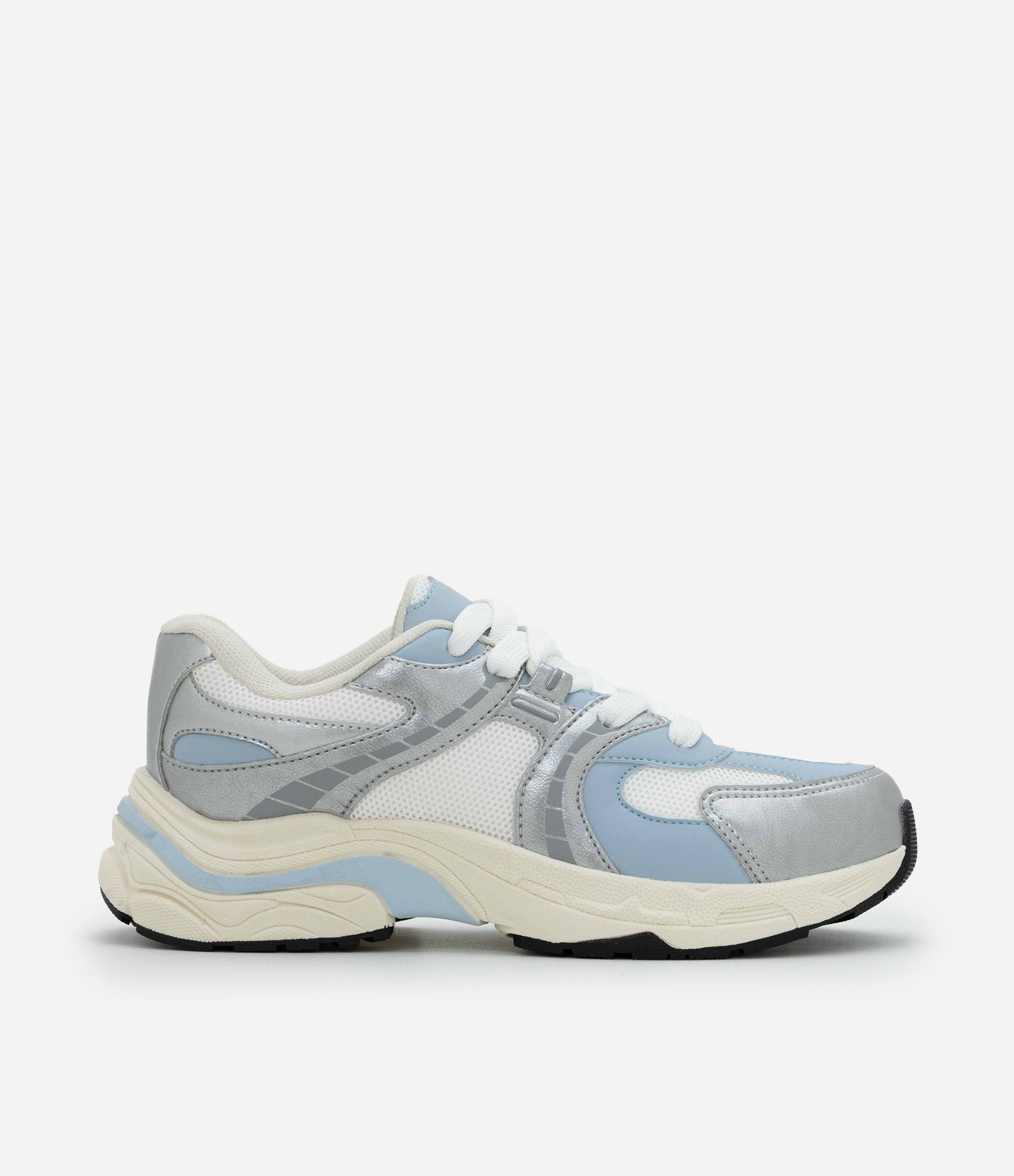 Tênis Jogging com Recortes Metalizados Azul/Cinza 1