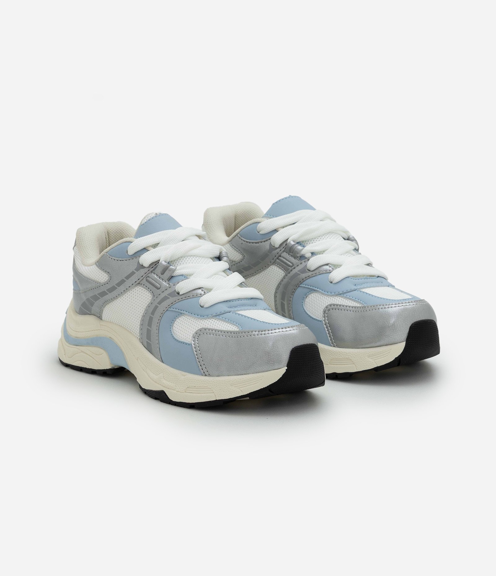 Tênis Jogging com Recortes Metalizados Azul/Cinza 3