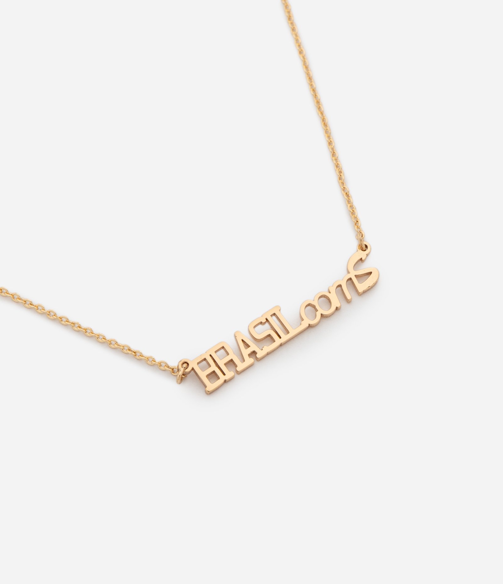 Colar Curto em Metal com Pingente Brasil com S Dourado 1