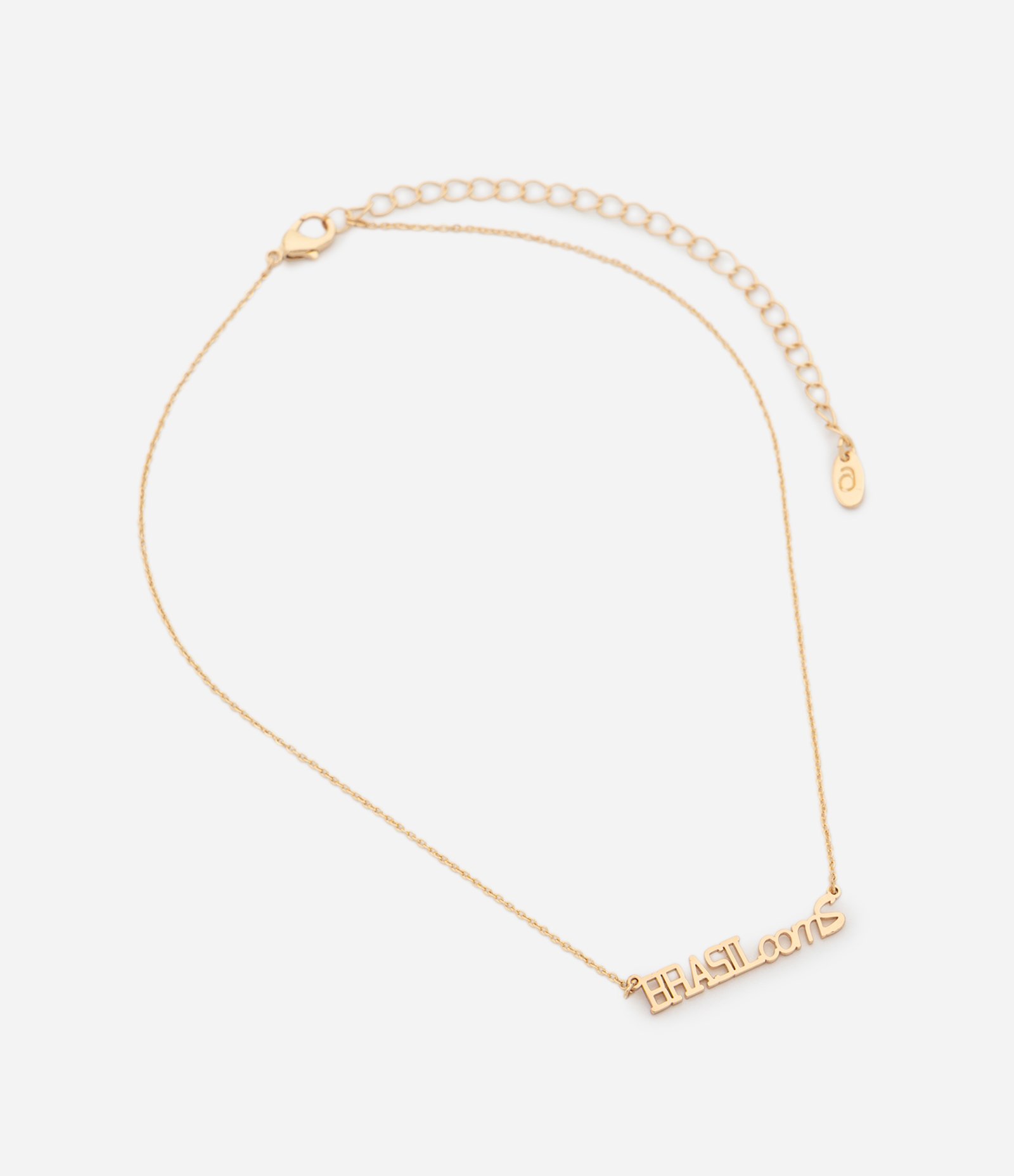 Colar Curto em Metal com Pingente Brasil com S Dourado 2