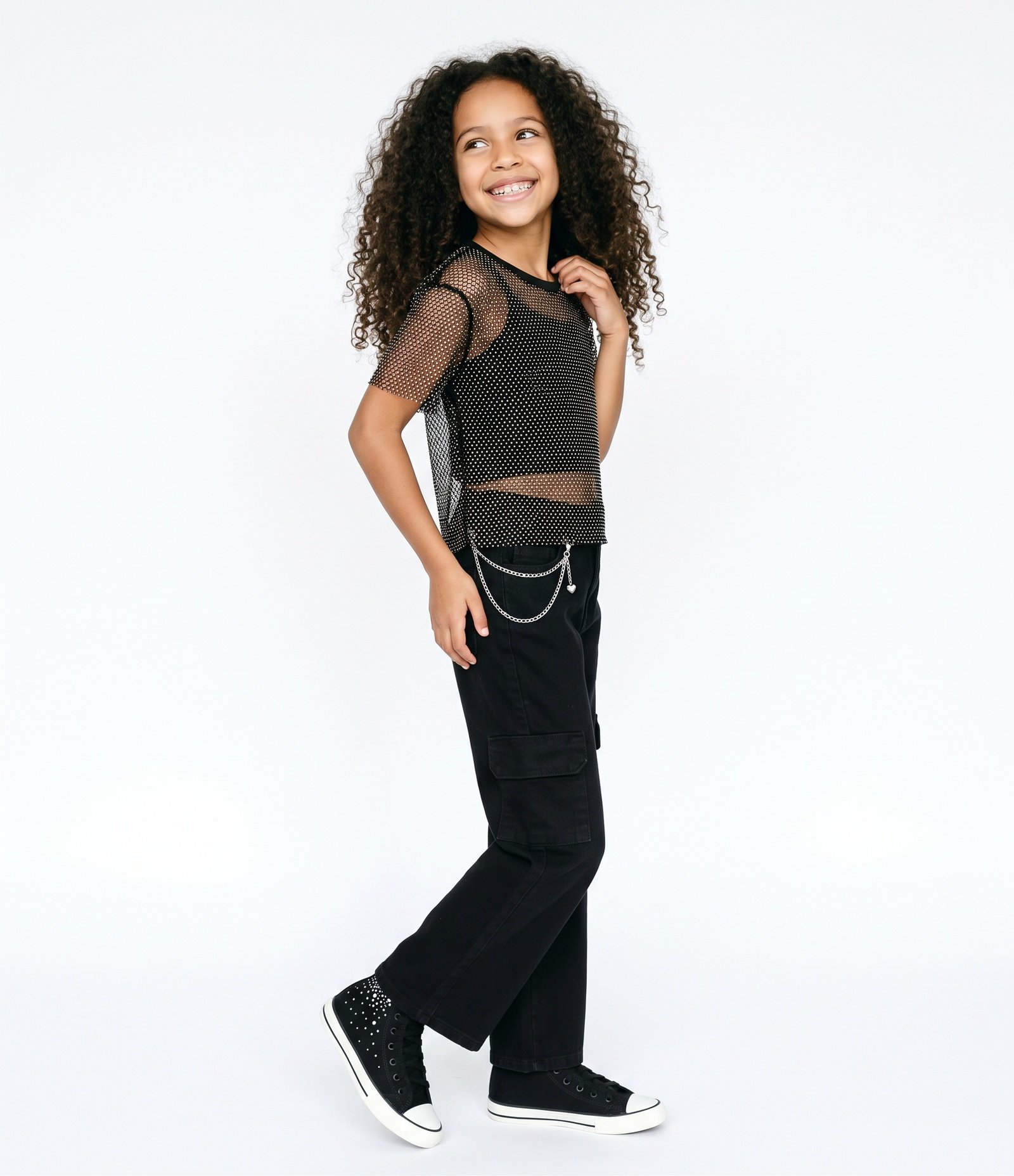 Blusa Cropped Infantil em Tule Texturizado com Top - Tam 5 a 16 Anos Preto 2