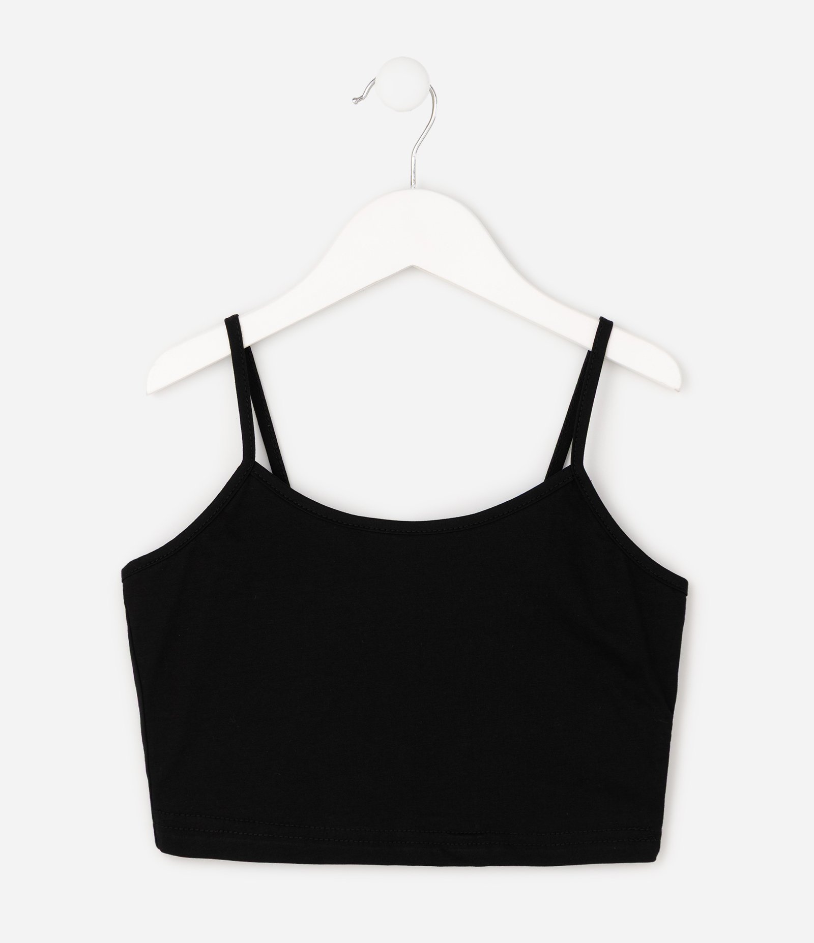 Blusa Cropped Infantil em Tule Texturizado com Top - Tam 5 a 16 Anos Preto 6