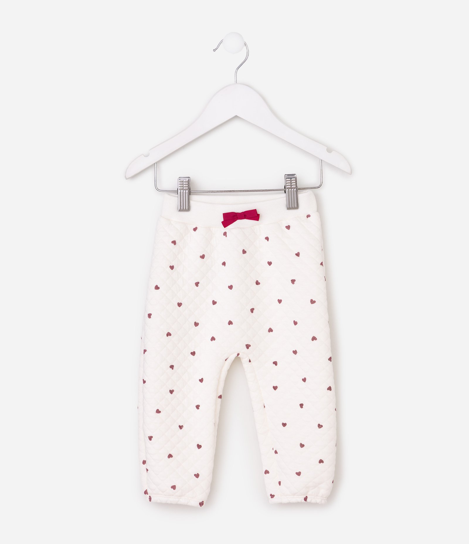 Calça Matelassê com Estampa Corações Infantil - Tam 0 a 18 Meses Bege 2
