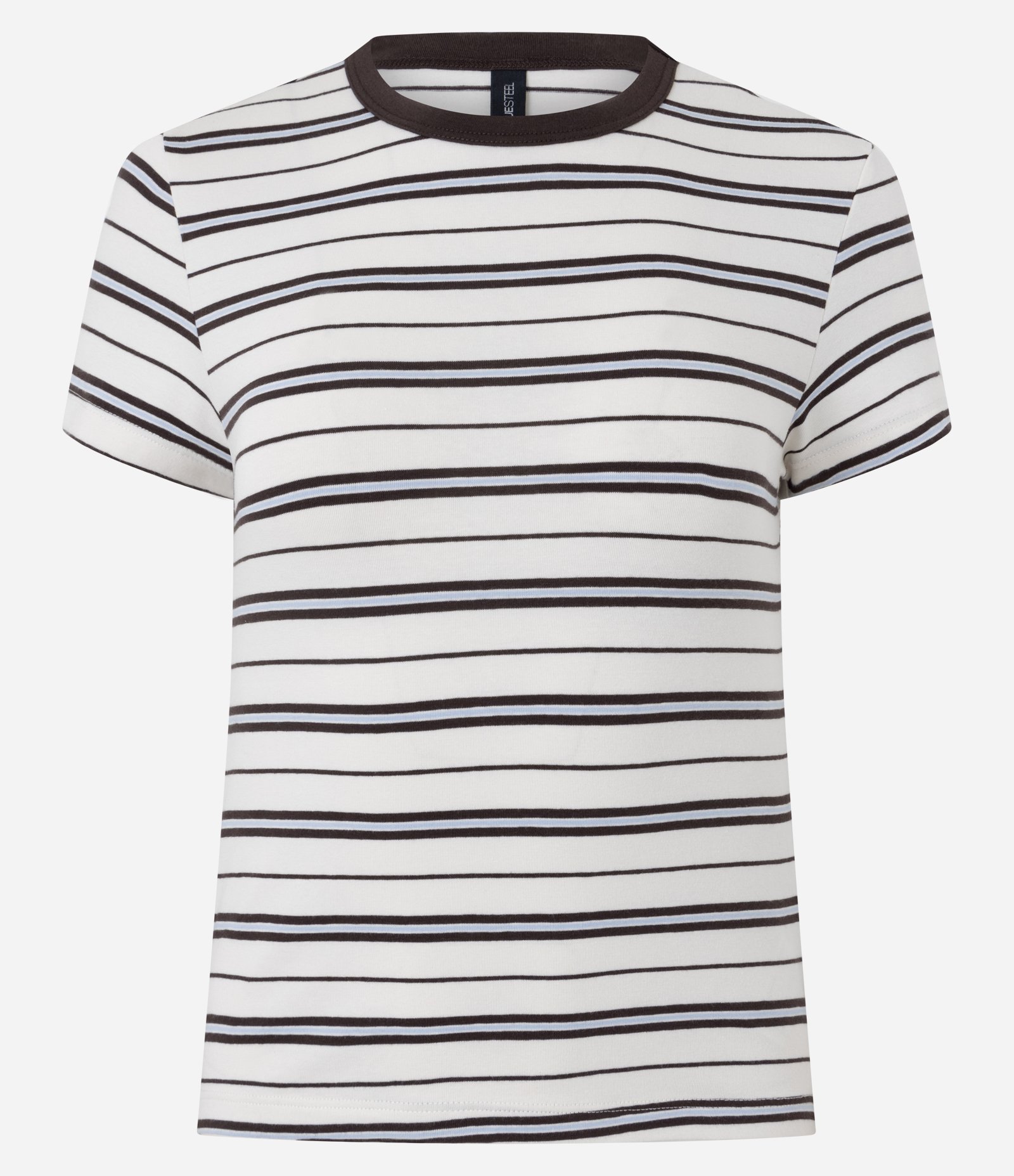 Blusa em Algodão com Estampa Listrada Branco/Marrom 5