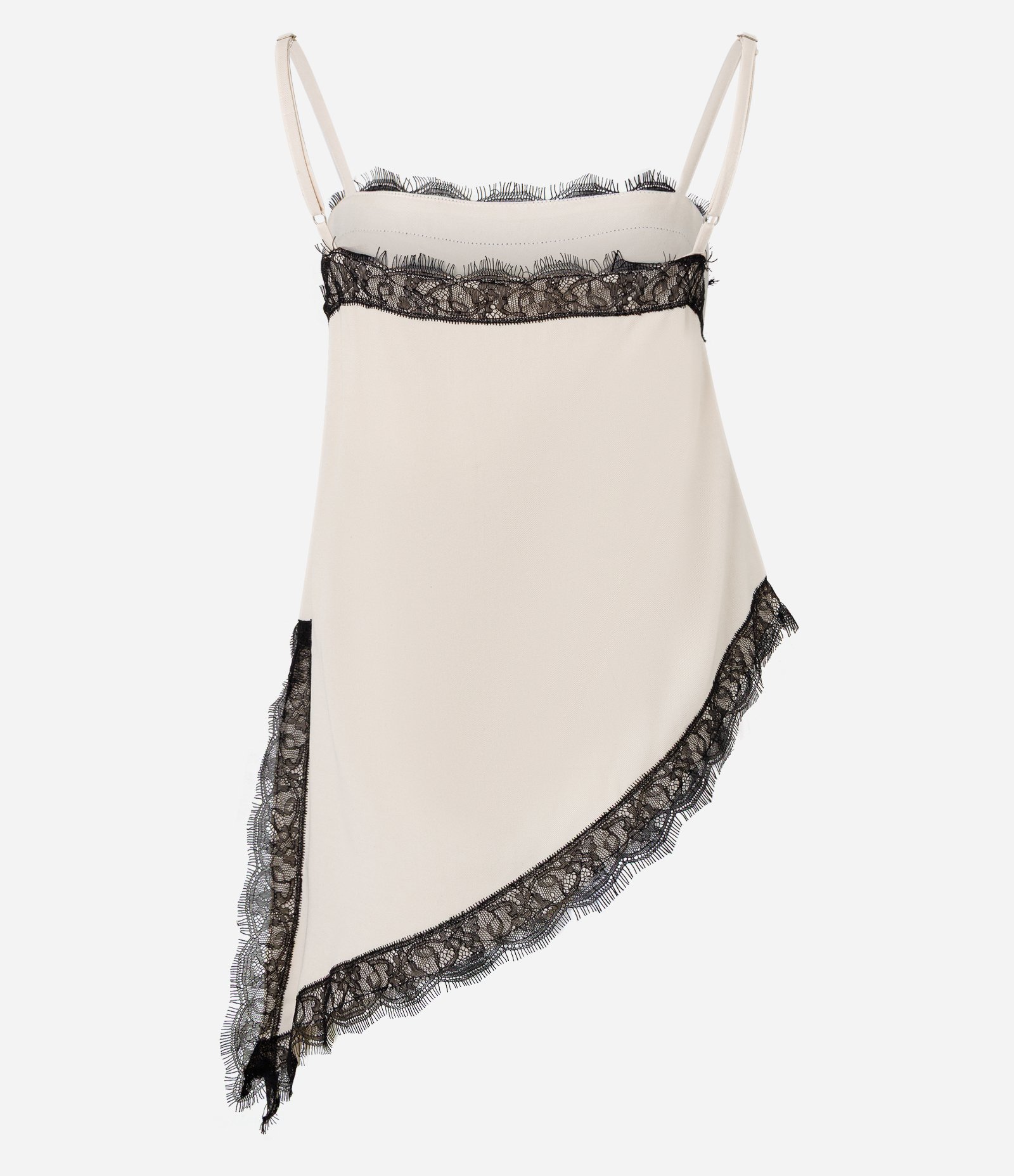 Blusa de Cupro com Renda Assimétrica Branco 8