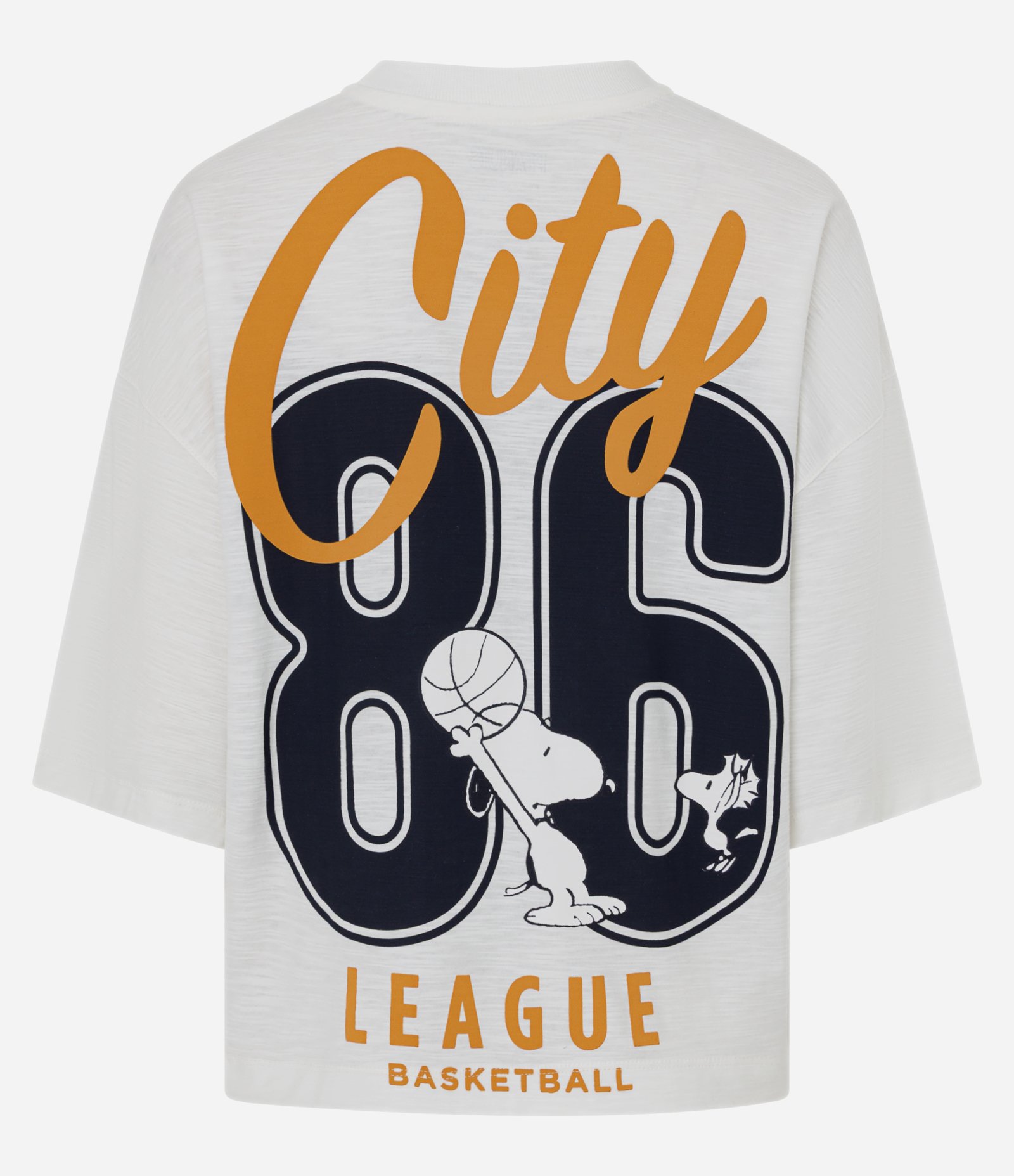 Camiseta Boxy em Algodão com Estampa Basquete Peanuts Snoopy Branco 7