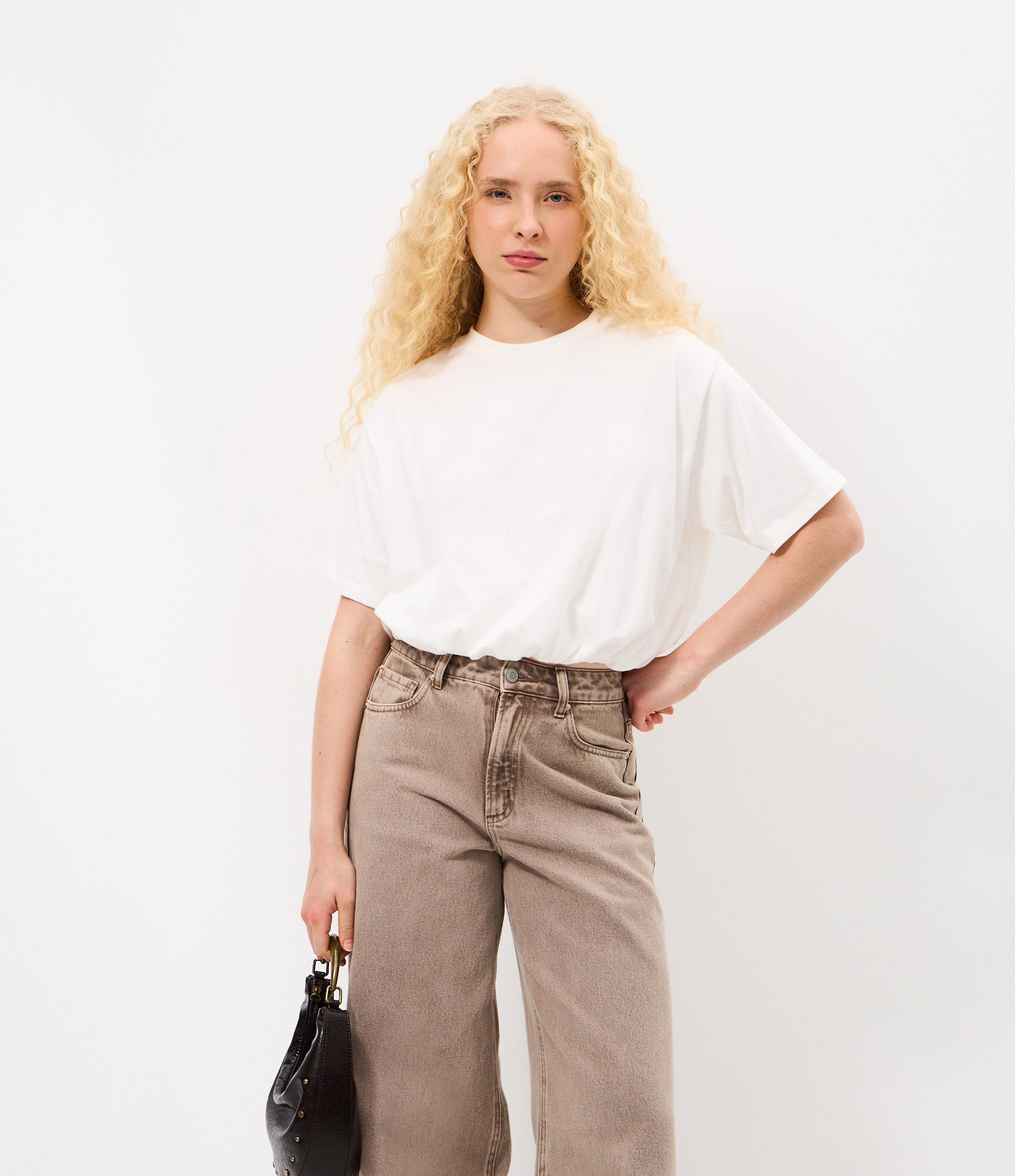 Blusa Boxy em Algodão com Barra Balonê Branco 1