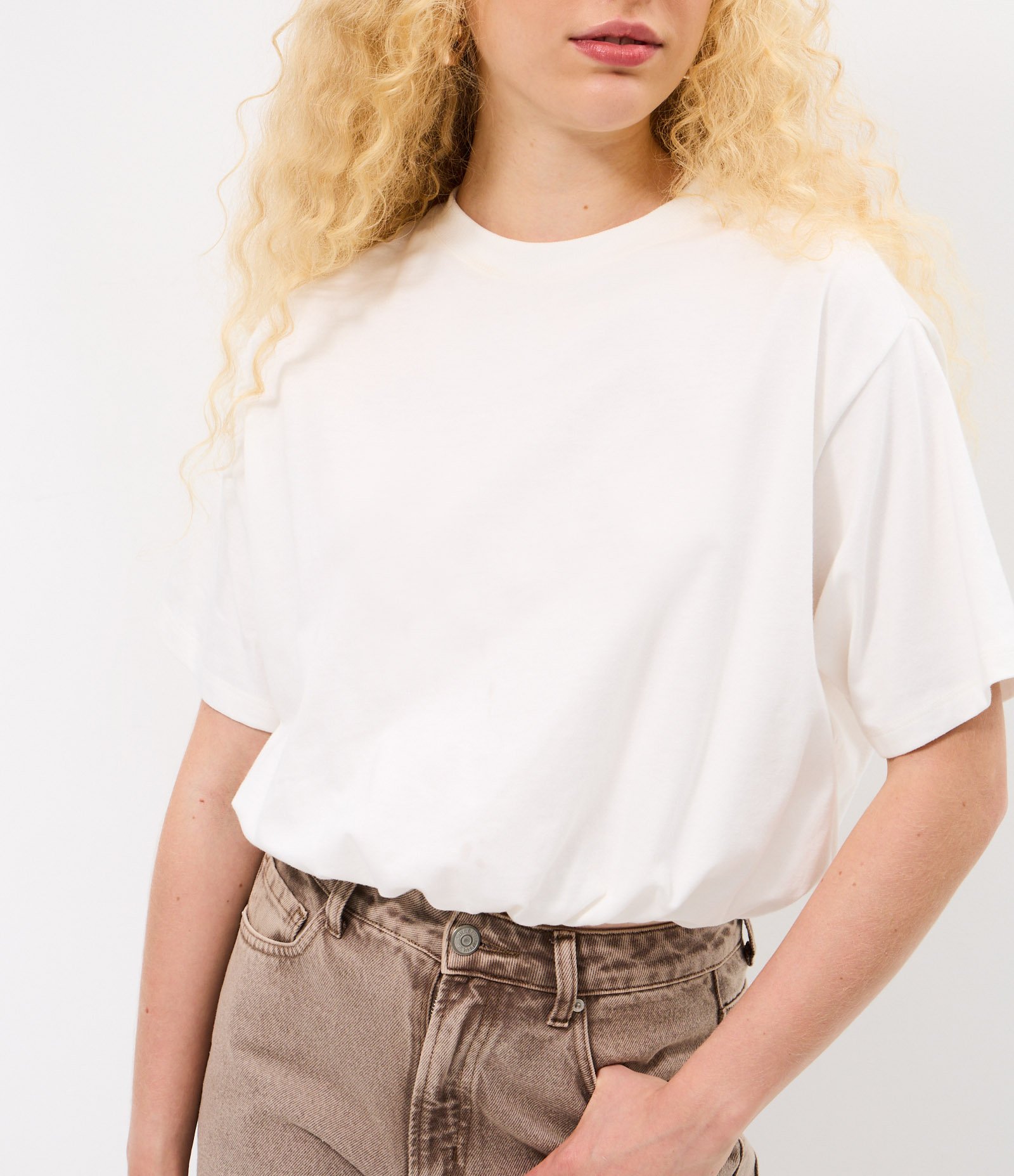 Blusa Boxy em Algodão com Barra Balonê Branco 2