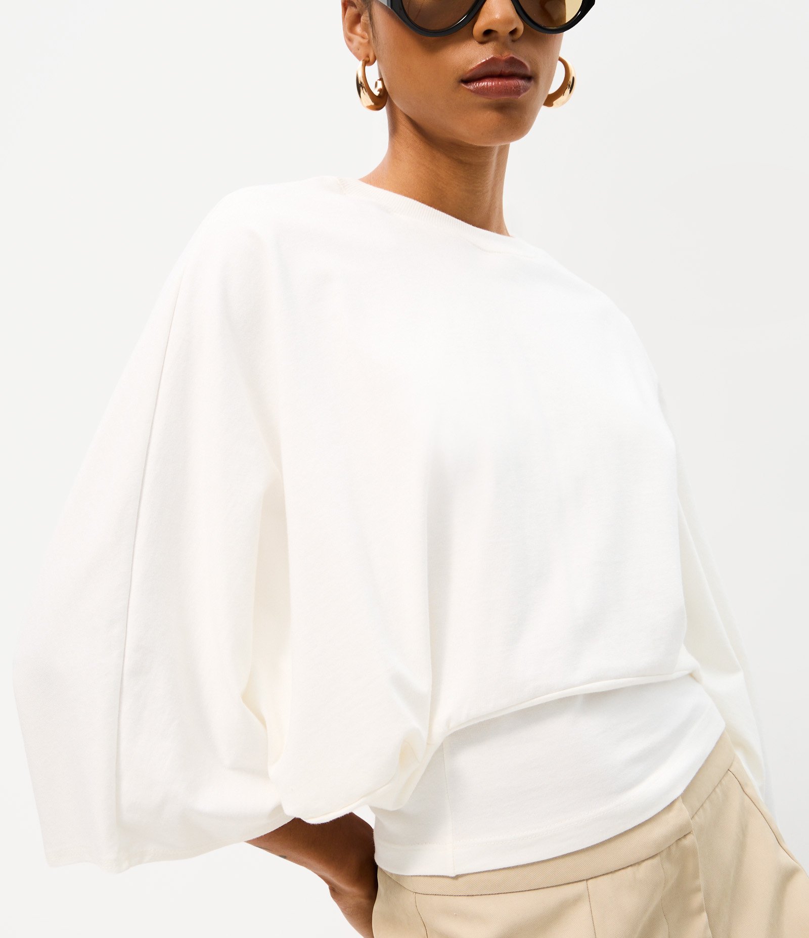 Blusa Corsetada em Algodão com Manga Ampla Branco 3