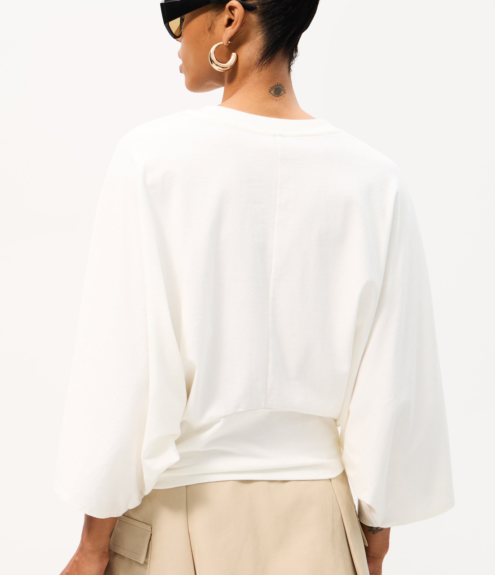 Blusa Corsetada em Algodão com Manga Ampla Branco 4