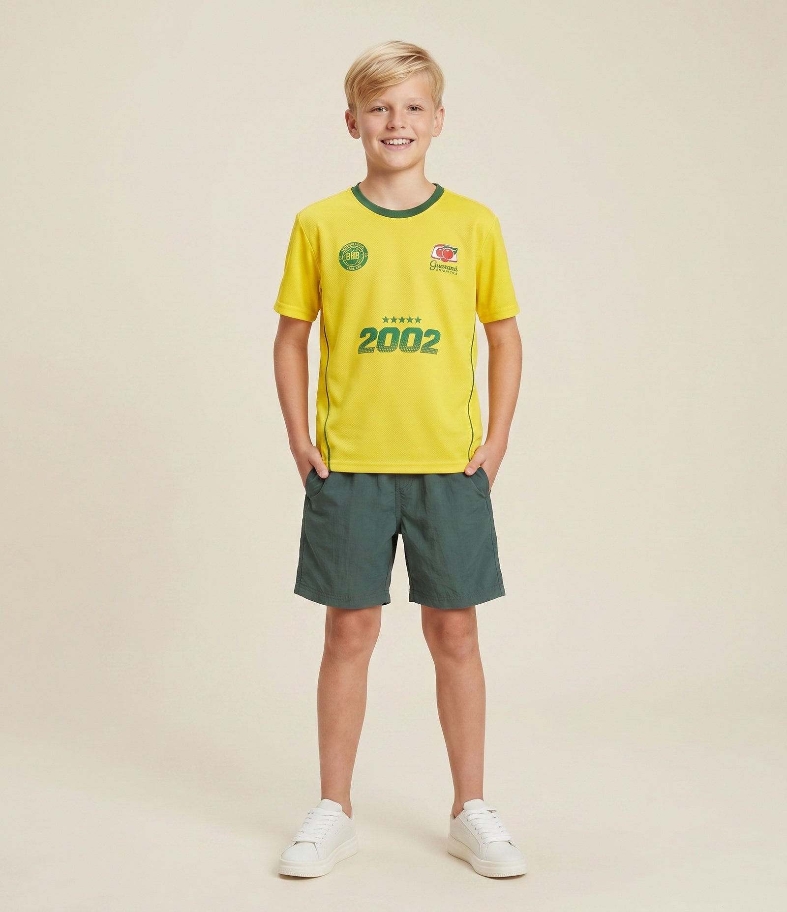 Camiseta Esportiva Infantil com Estampa Brasil & Guaraná – Tam 12 a 16 Amarelo 1