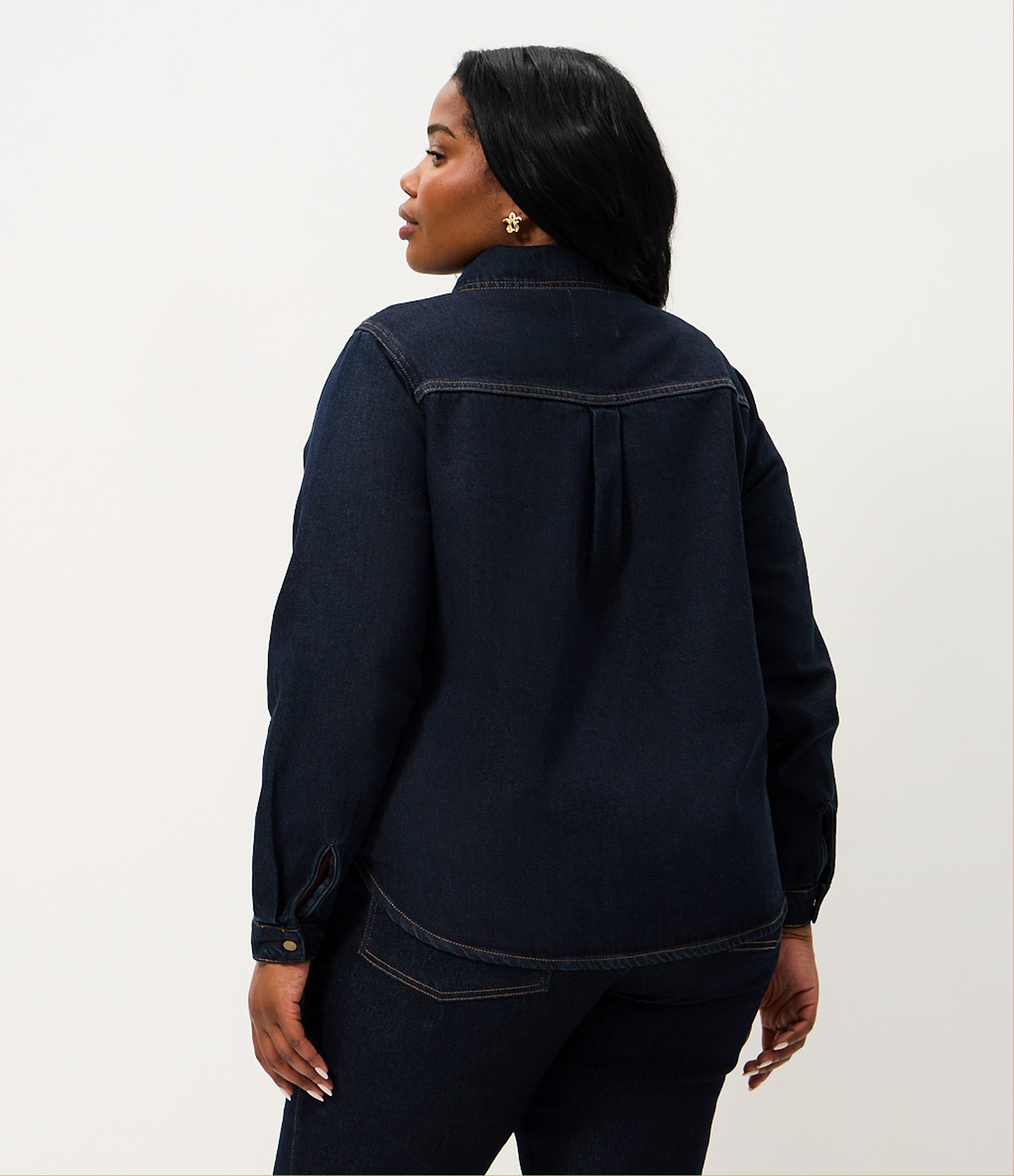 Camisa Overshirt Jeans com Botões Curve & Plus Size Azul 5