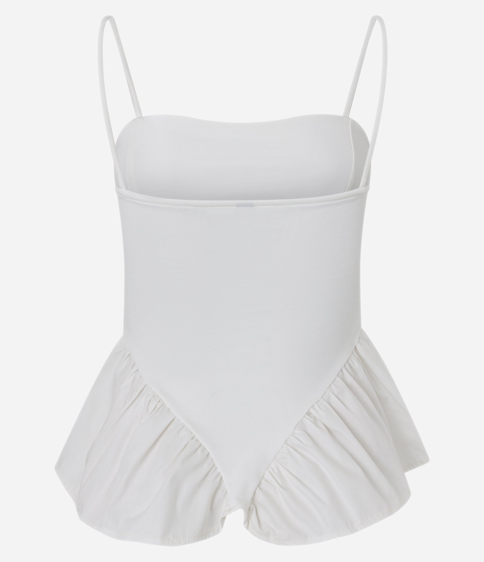 Blusa Peplum em Ponto Roma com Recortes e Alcinha Branco 6