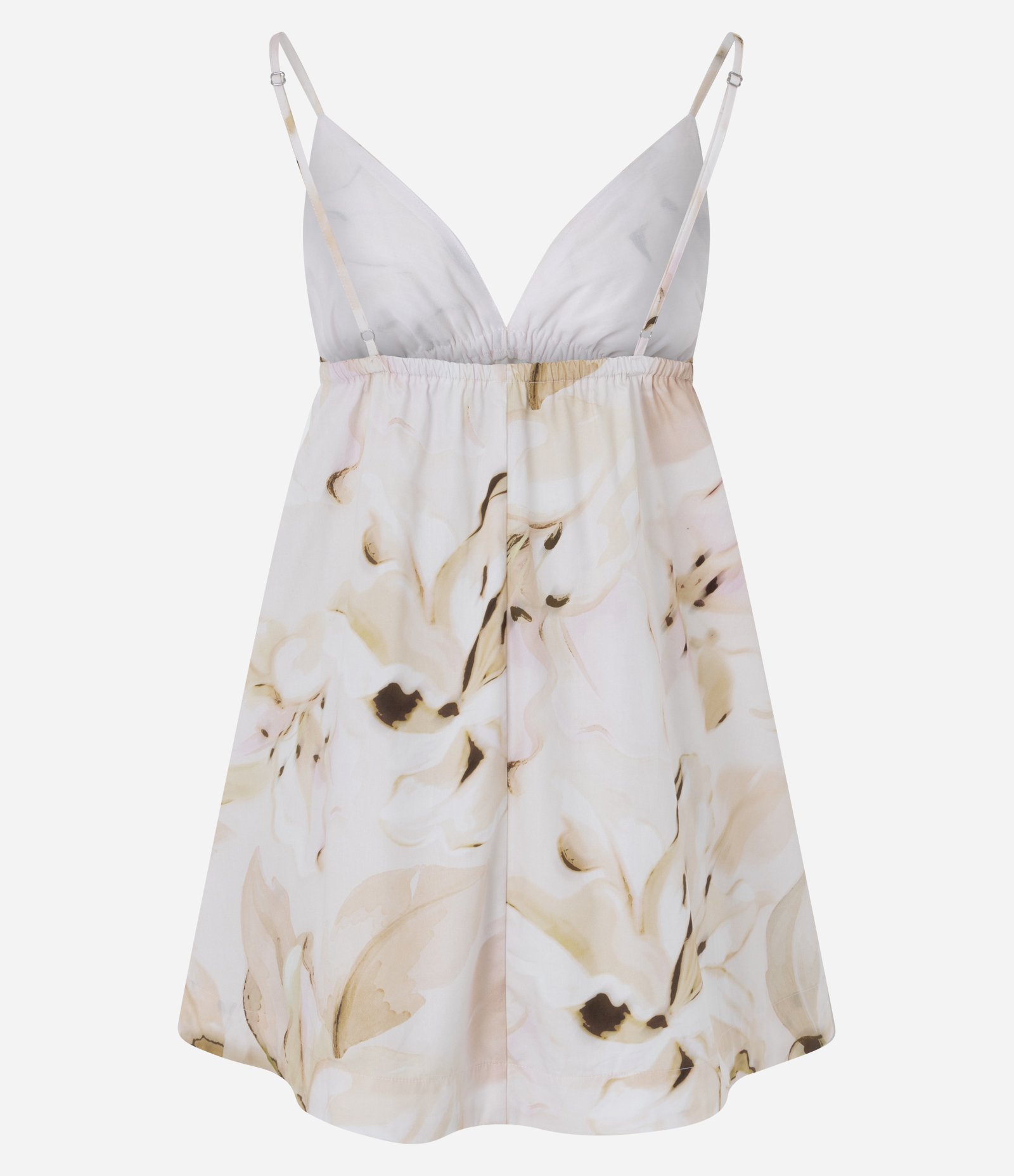 Vestido Curto em Tricoline com Estampa Floral Aquarelada Off White 2
