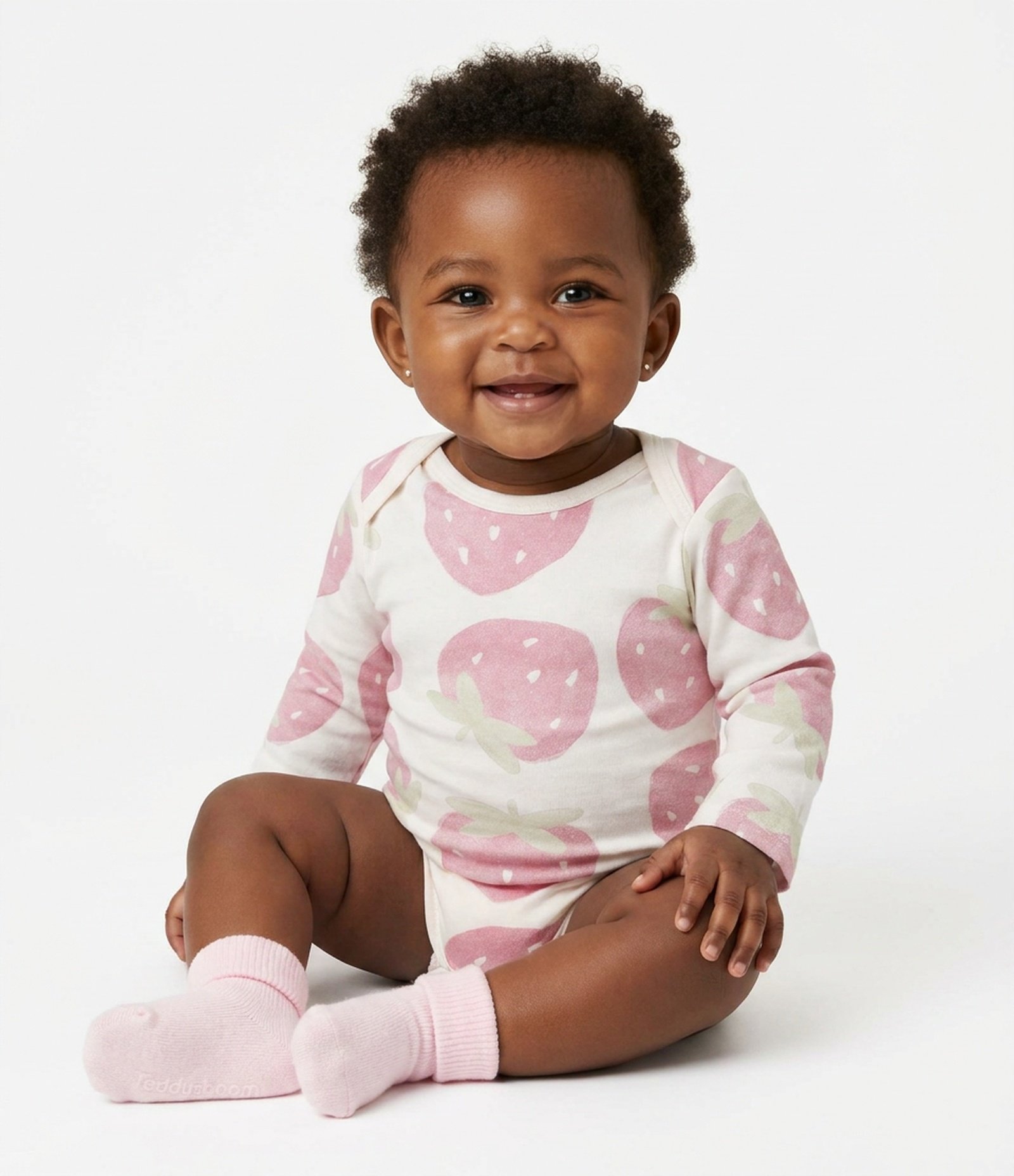 Body Bebê em Cotton com Estampa Morango - Tam 0 a 18 Meses Off White 1