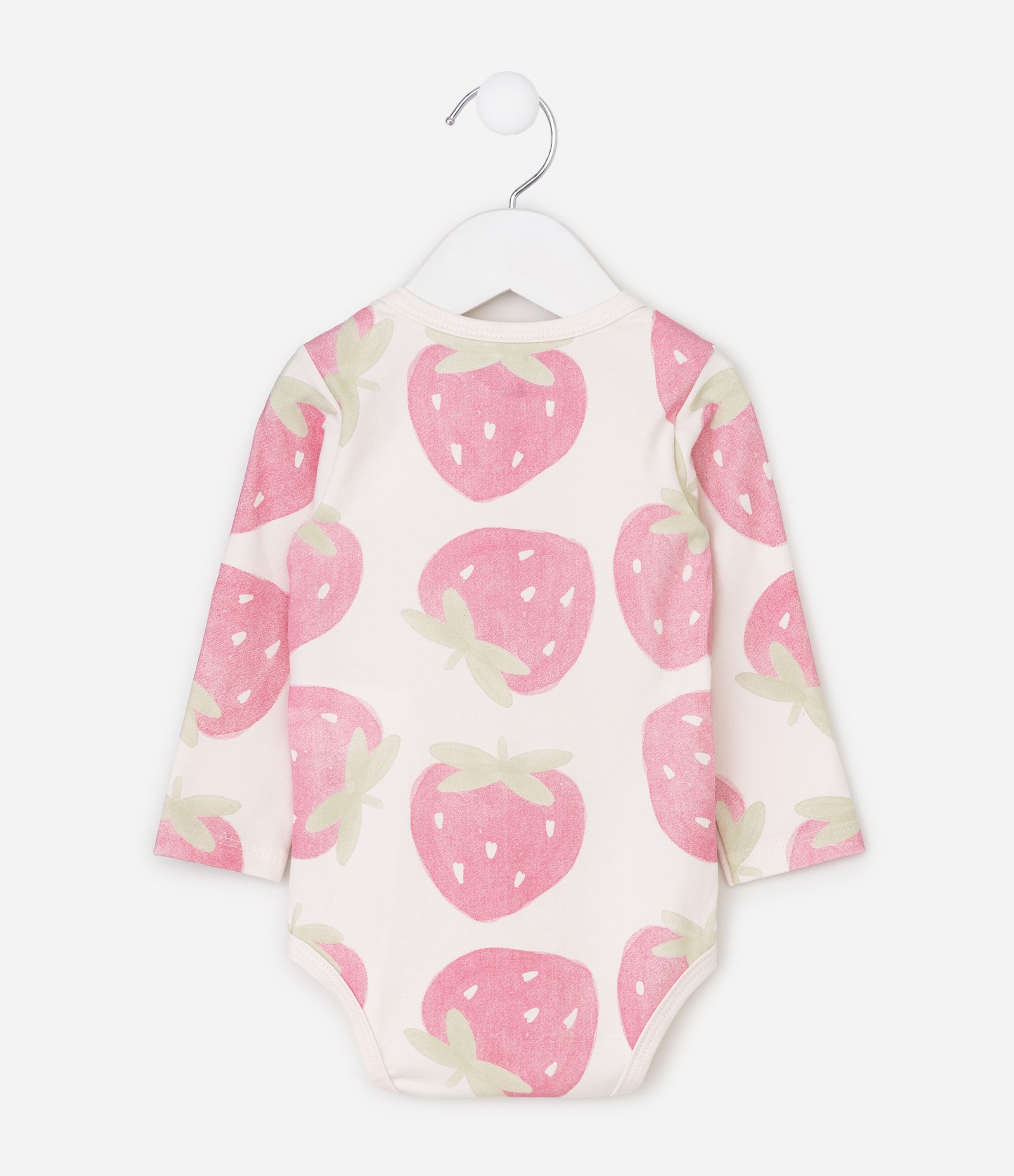 Body Bebê em Cotton com Estampa Morango - Tam 0 a 18 Meses Off White 3