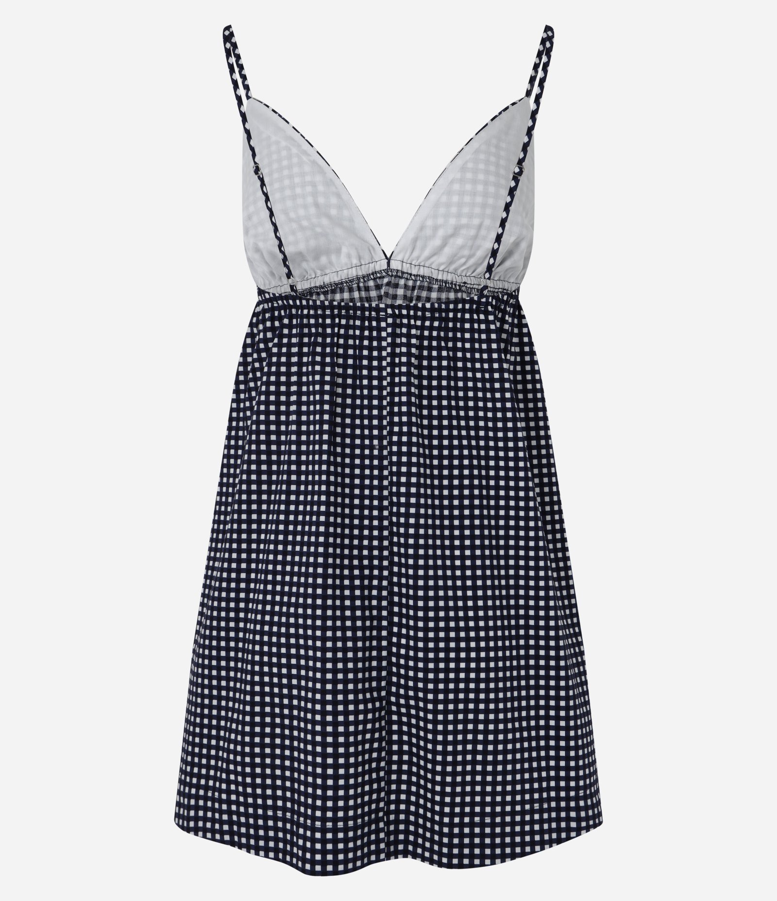 Vestido Curto em Tricoline com Estampa Xadrez Quadriculado Azul Escuro 2