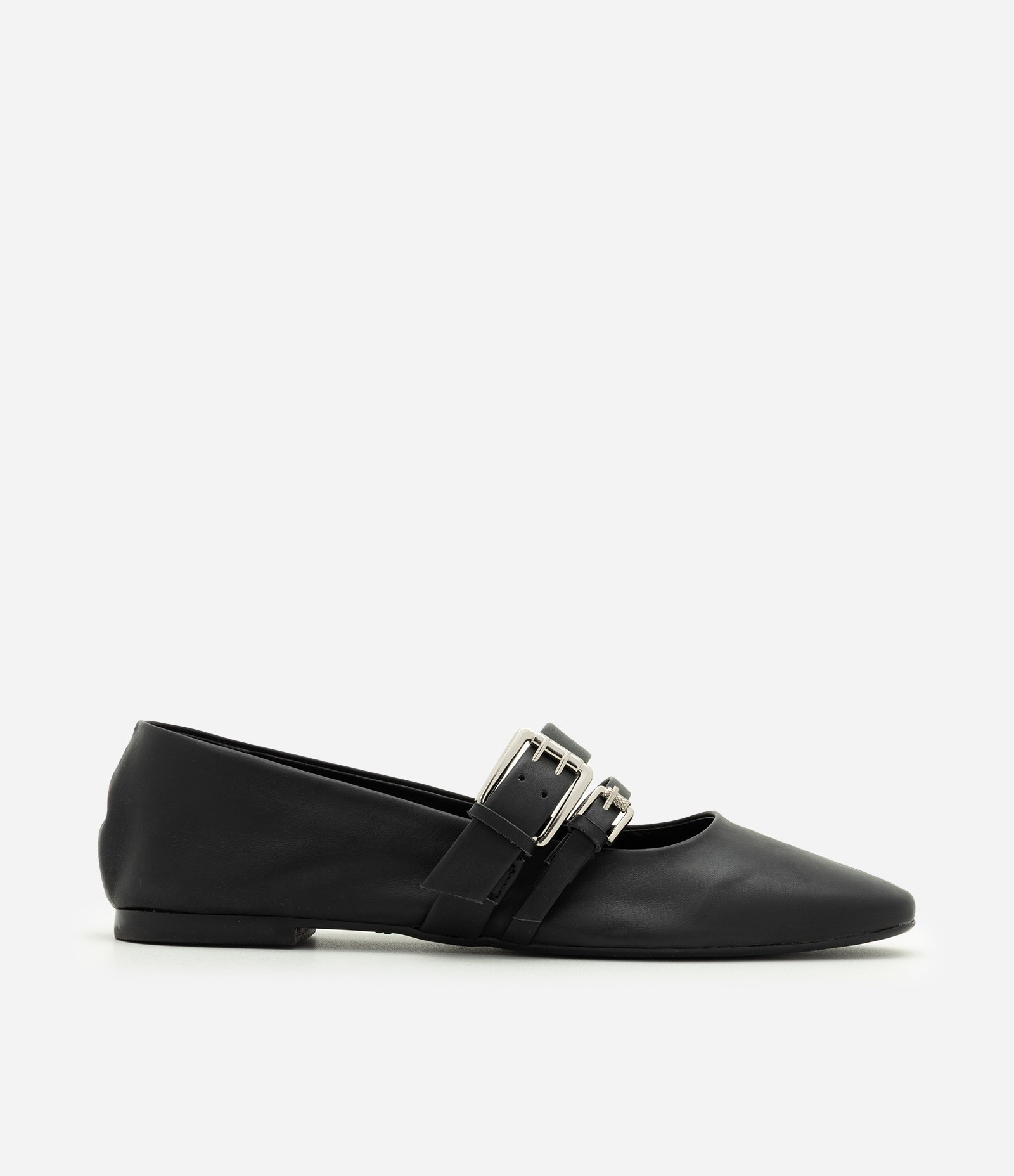 Sapatilha em Couro com Tiras Ajustáveis Preto 1