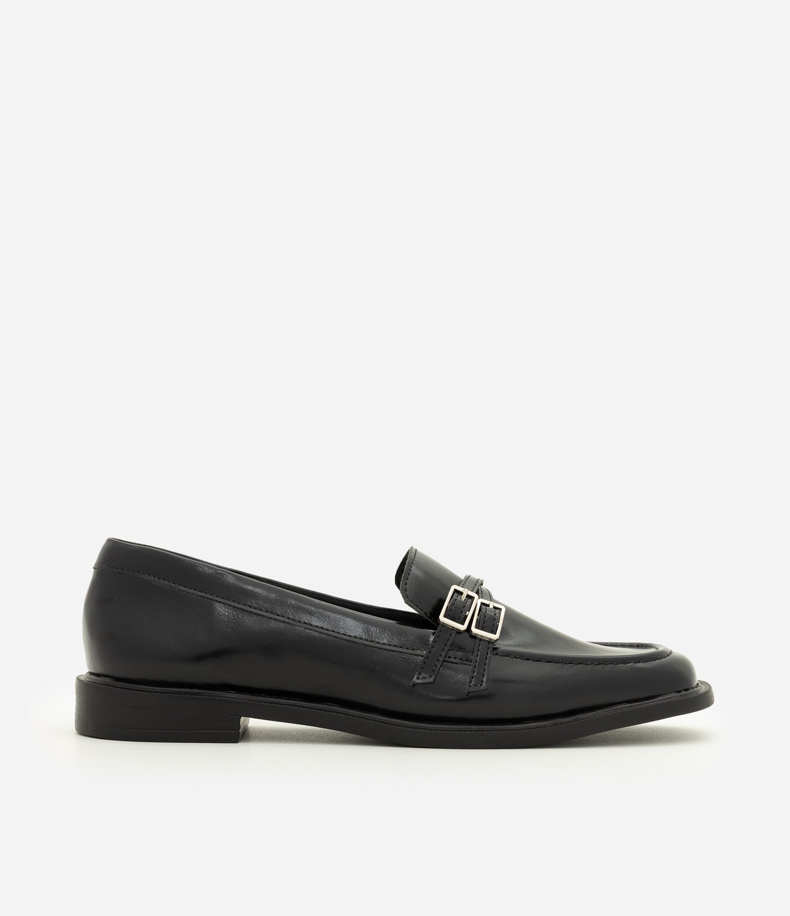 Mocassim em PU com Mini Fivelas Preto 1