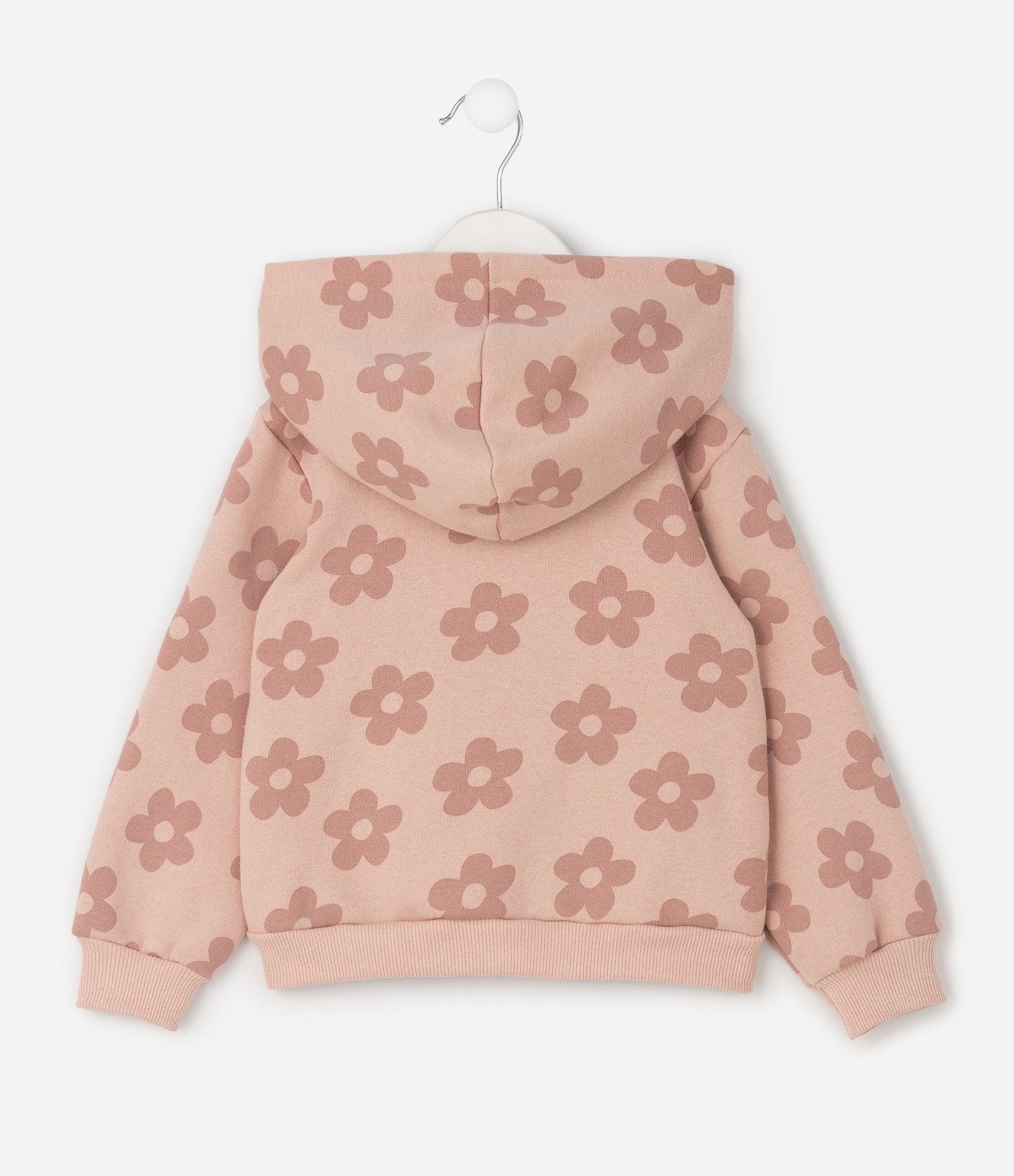 Casaco Comfort Infantil com Capuz e Estampa Floral – Tam 1 a 6 Anos Rosa Antigo 3