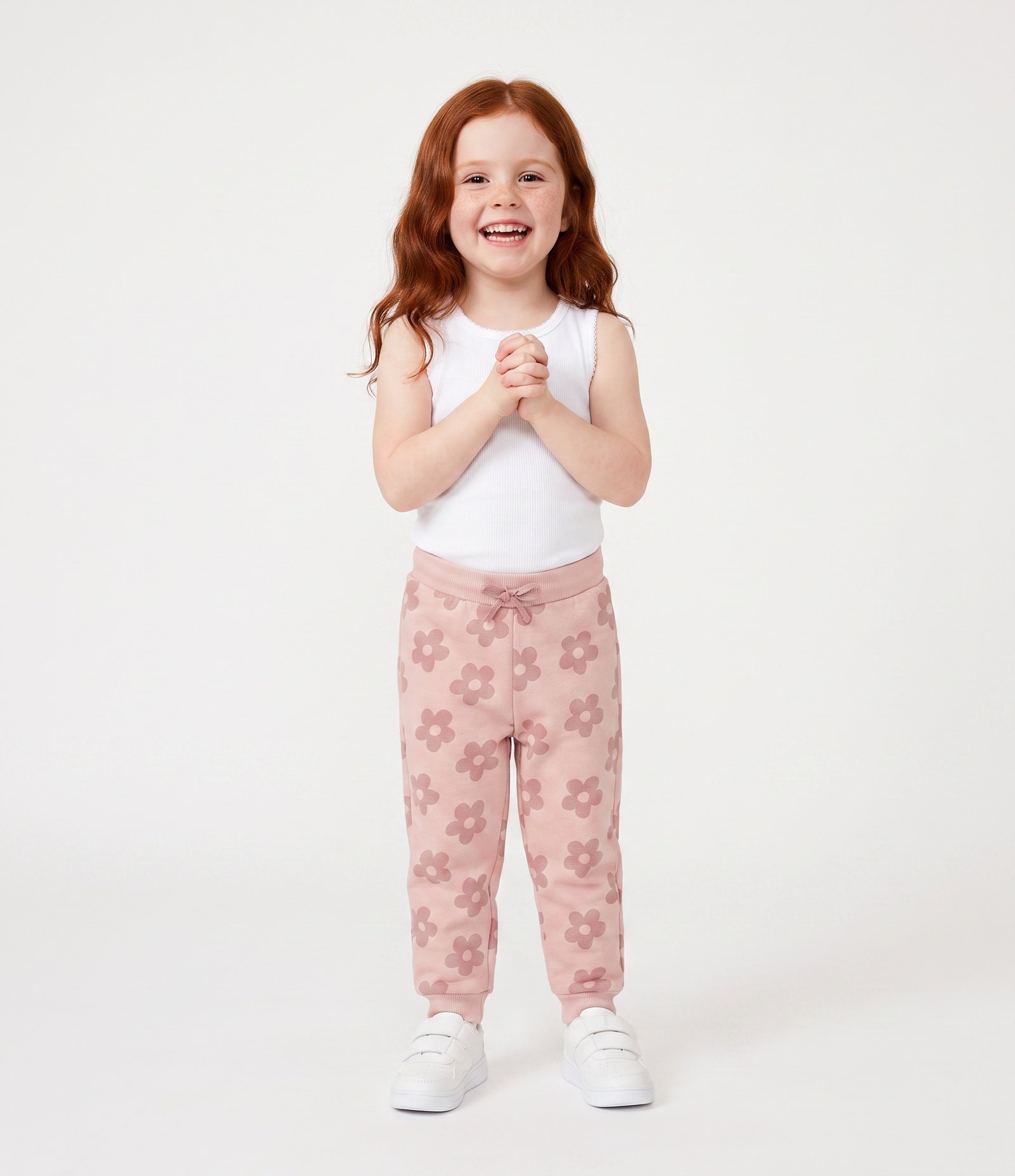 Calça Infantil Jogger em Moletom com Estampa Floral – Tam 1 a 6 Anos Rosa Claro 1