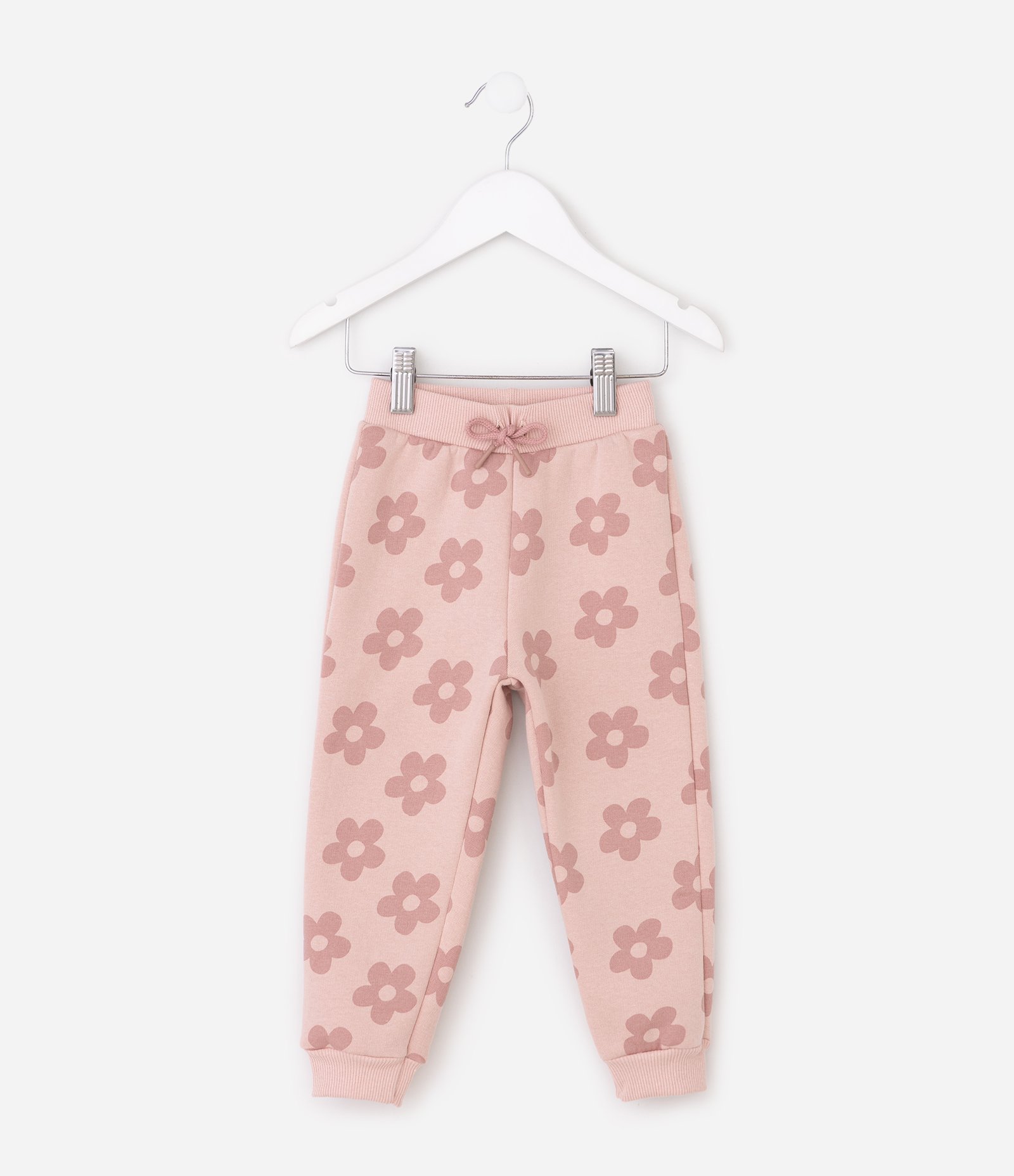 Calça Infantil Jogger em Moletom com Estampa Floral – Tam 1 a 6 Anos Rosa Claro 1
