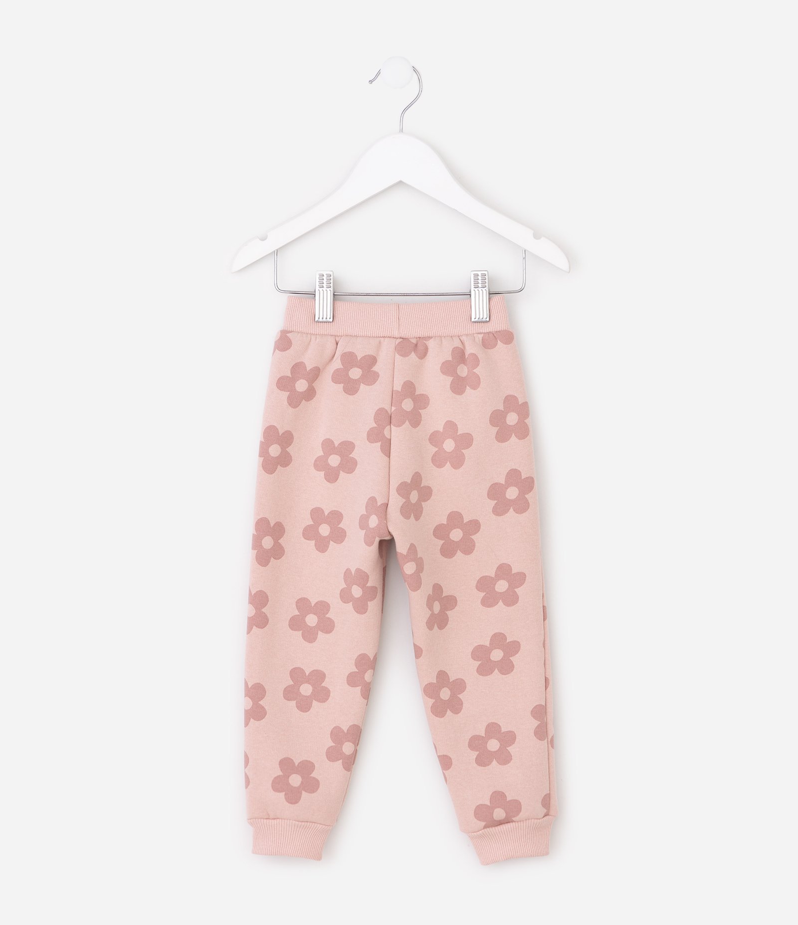 Calça Infantil Jogger em Moletom com Estampa Floral – Tam 1 a 6 Anos Rosa Claro 2