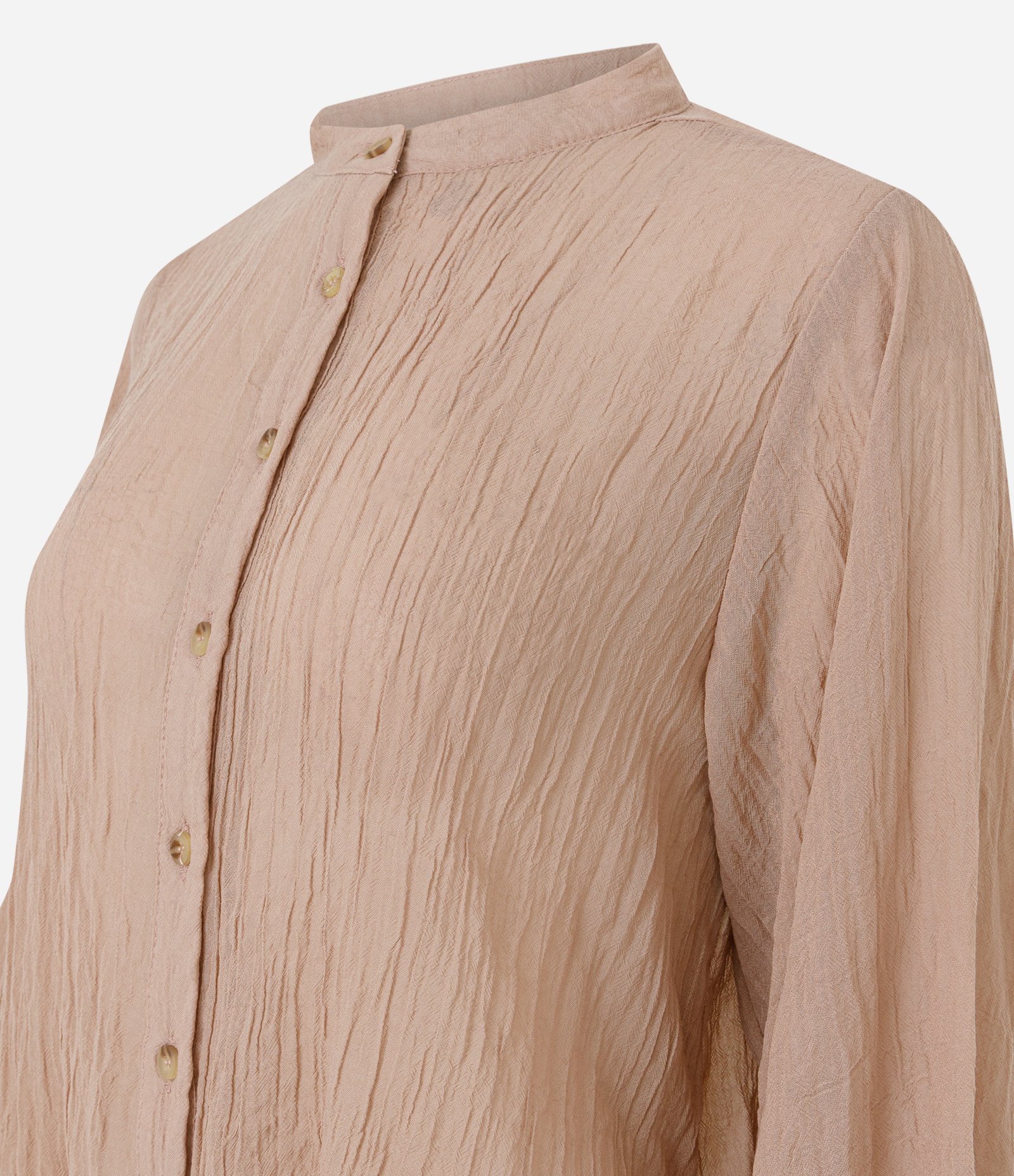 Blusa em Crepe com Manga Bufante e Gola Padre Bege 6