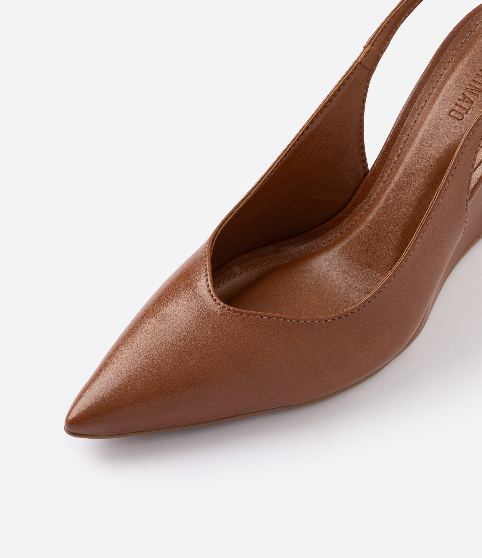 Sapato Slingback em PU com Salto Anabela Marrom 4