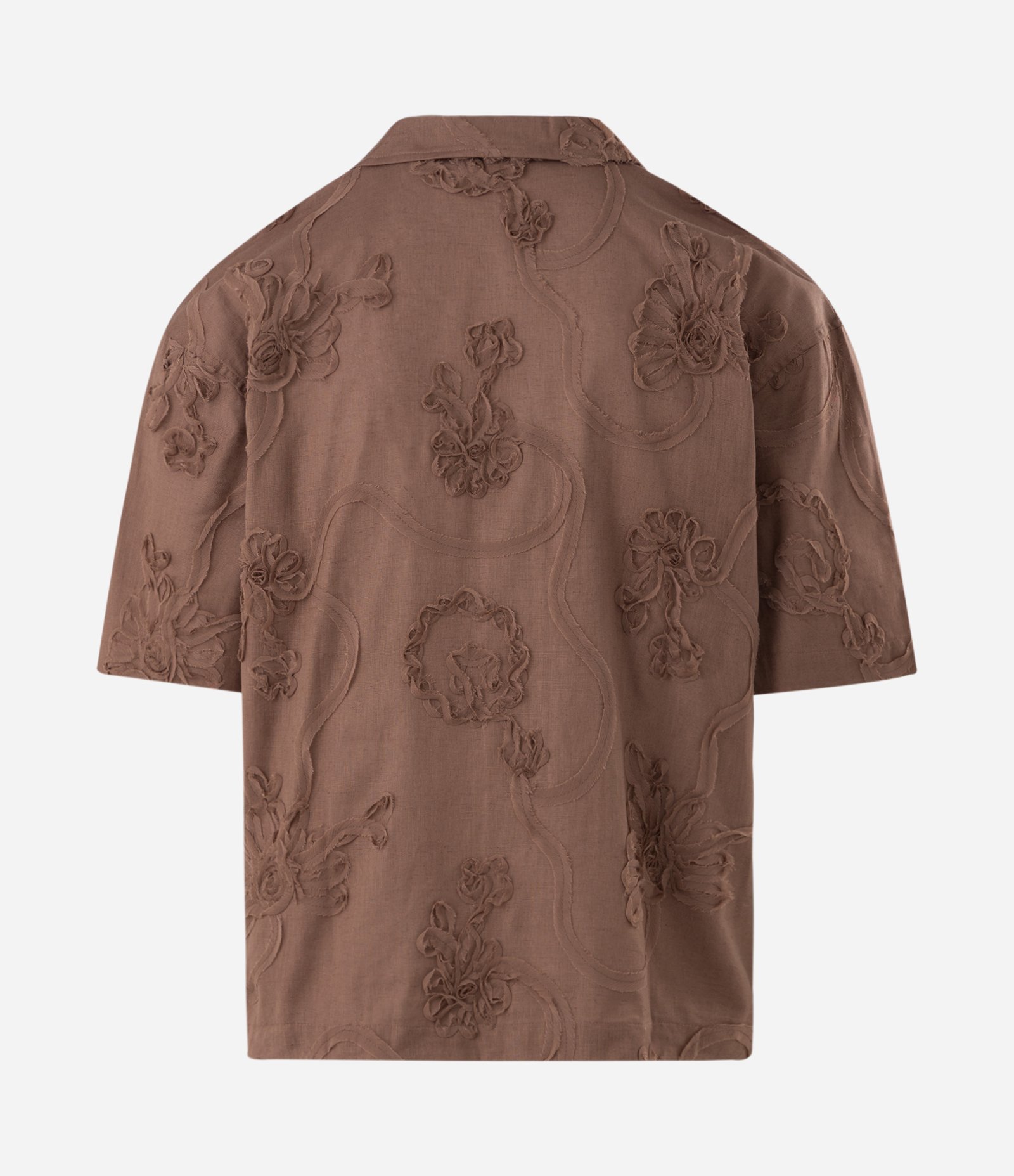 Camisa Boxy em Tricoline com Bordado Bailarina Desfiado Marrom 2
