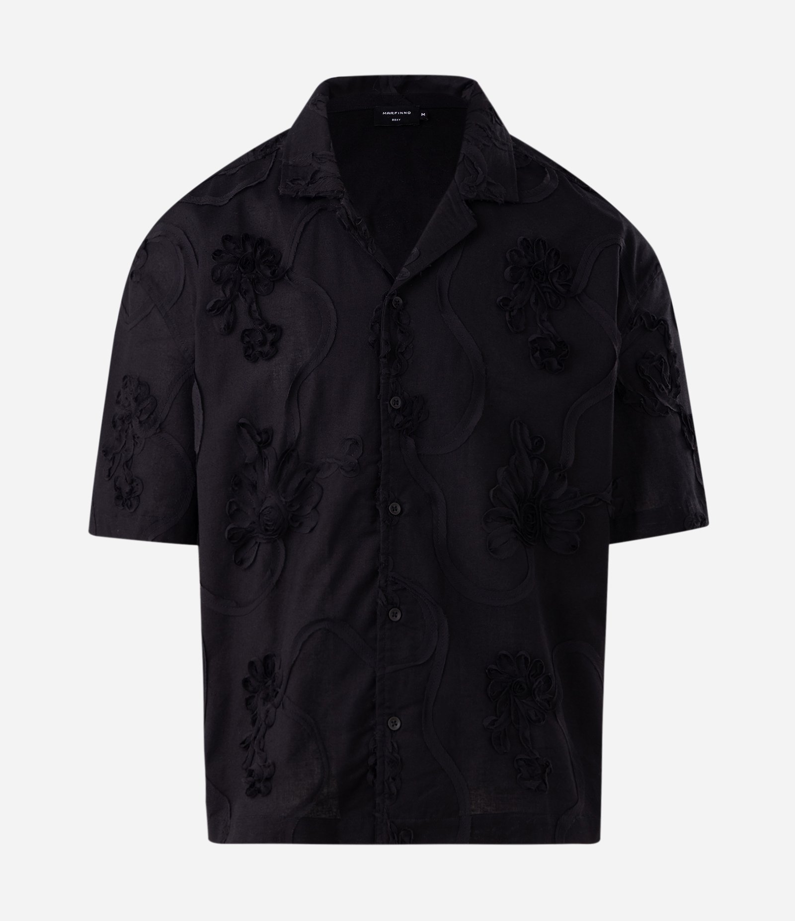 Camisa Boxy em Tricoline com Bordado Bailarina Desfiado Preto 1