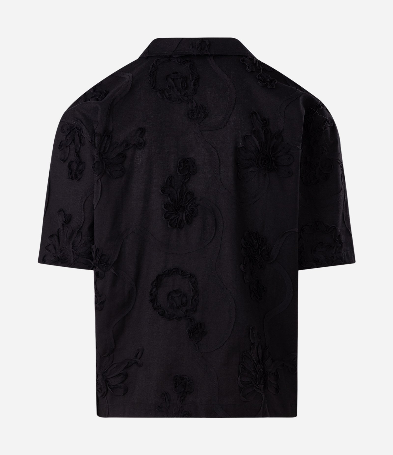 Camisa Boxy em Tricoline com Bordado Bailarina Desfiado Preto 2