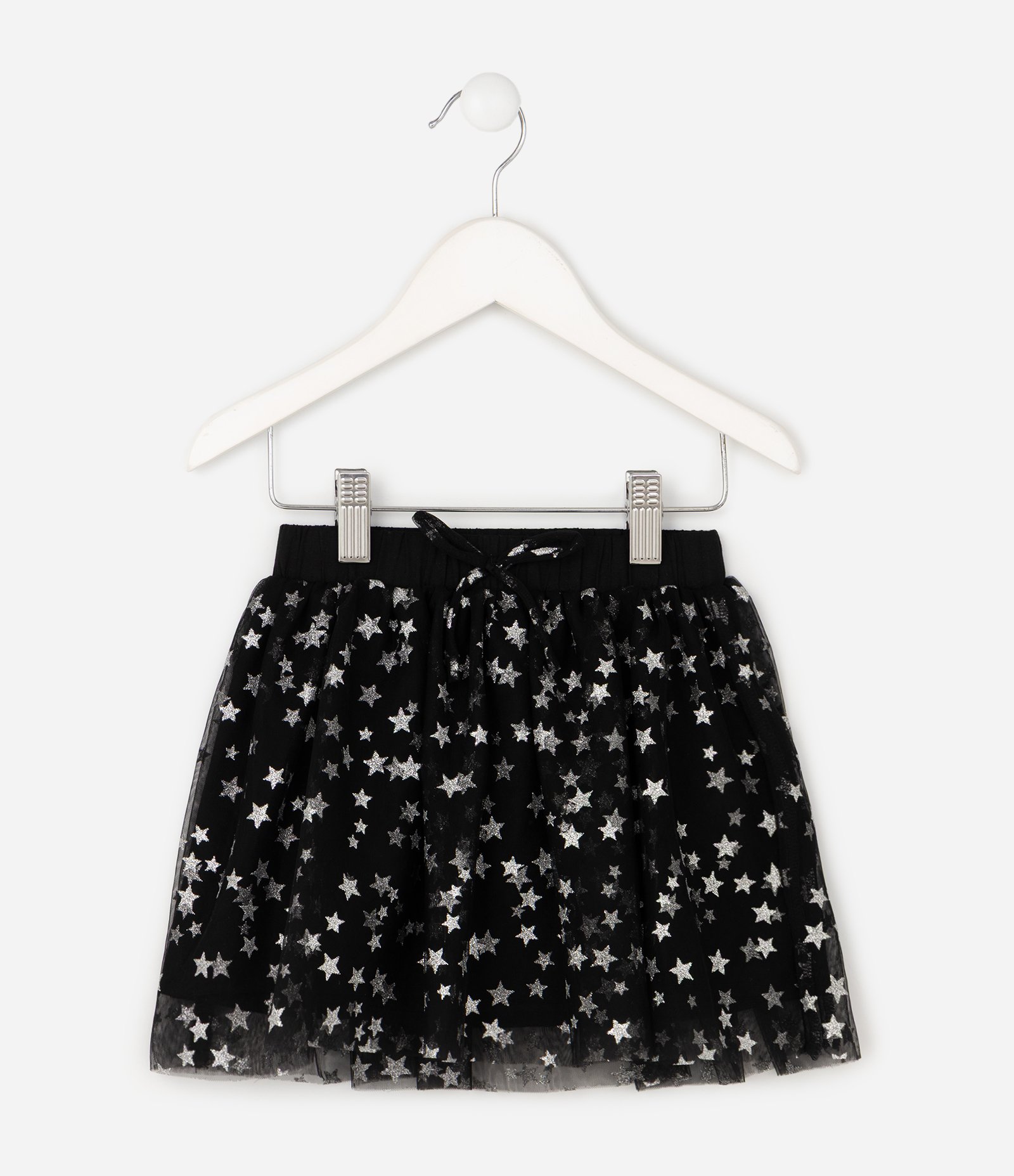 Saia Infantil em Tule com Foil de Estrelas - Tam 1 a 6 Anos Preto 2