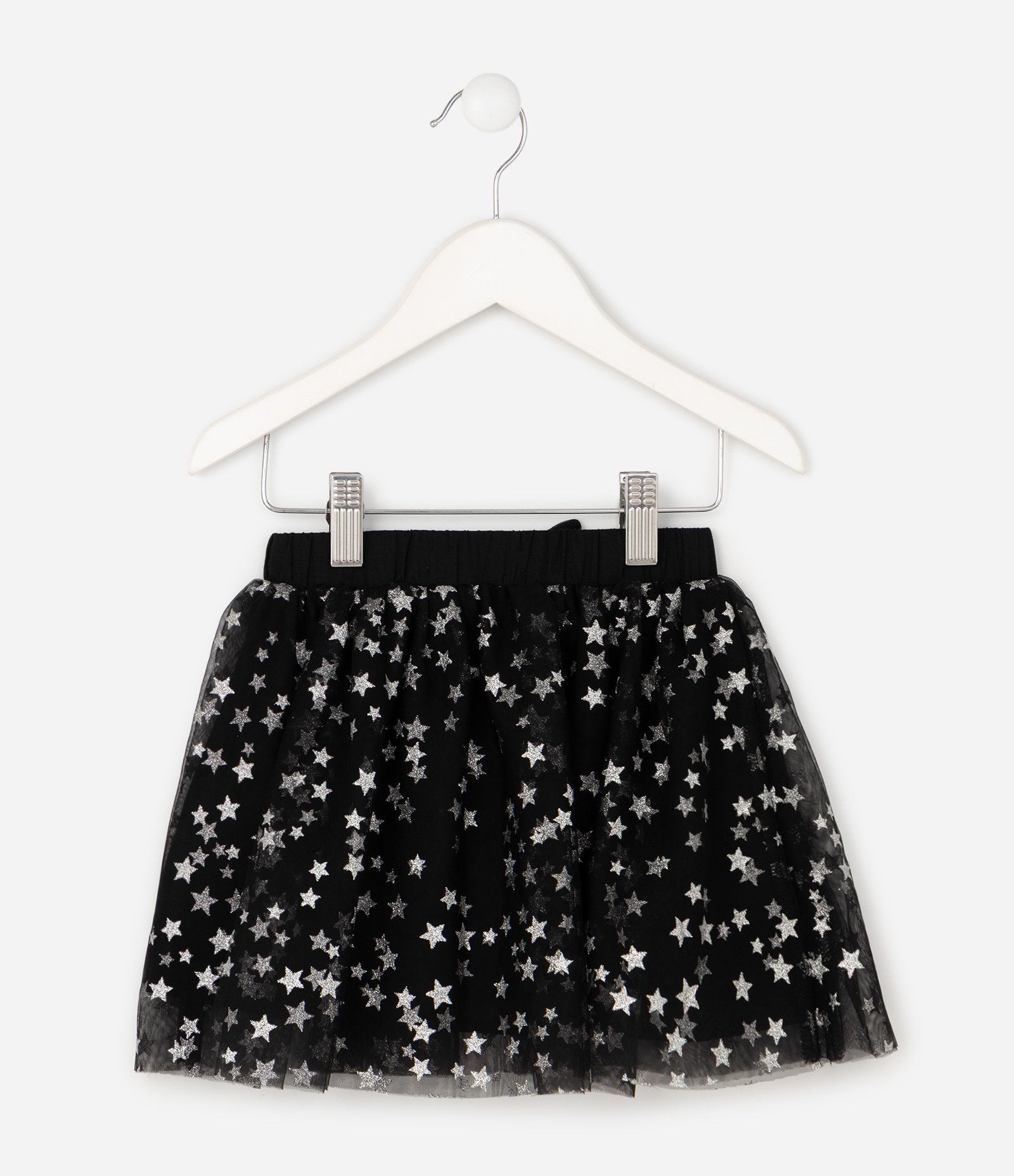 Saia Infantil em Tule com Foil de Estrelas - Tam 1 a 6 Anos Preto 3