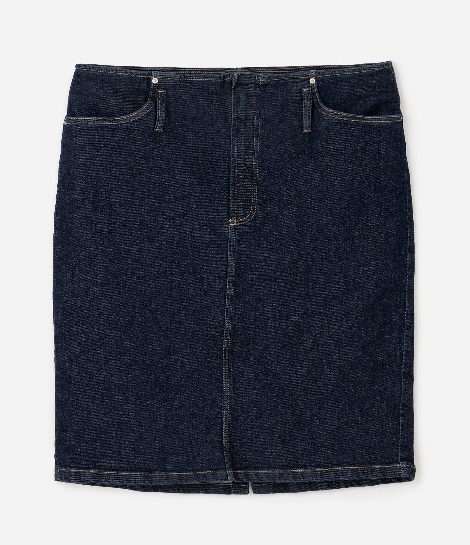 Saia Lápis em Jeans Sem Cós Curve & Plus Size Azul 1