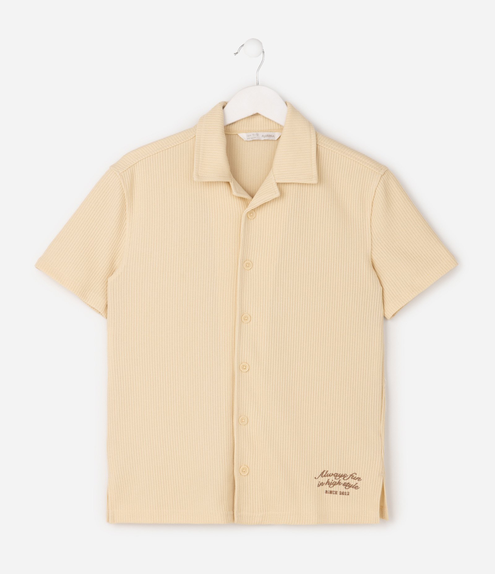 Camisa Infantil Texturizada com Bordado - Tam 5 a 14 Anos Amarelo 2