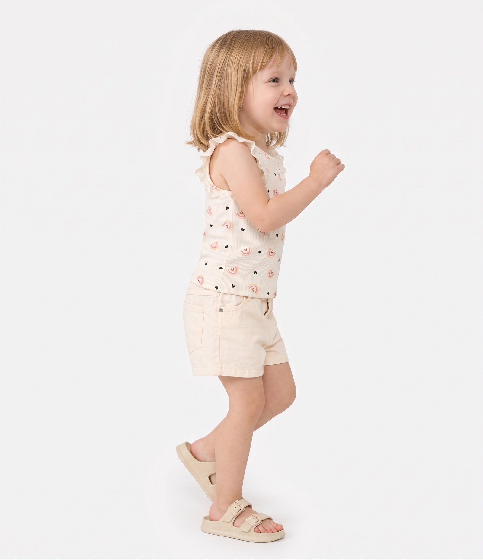 Blusa Infantil com Arco Iris -Tam 1 a 6 Anos Bege 2