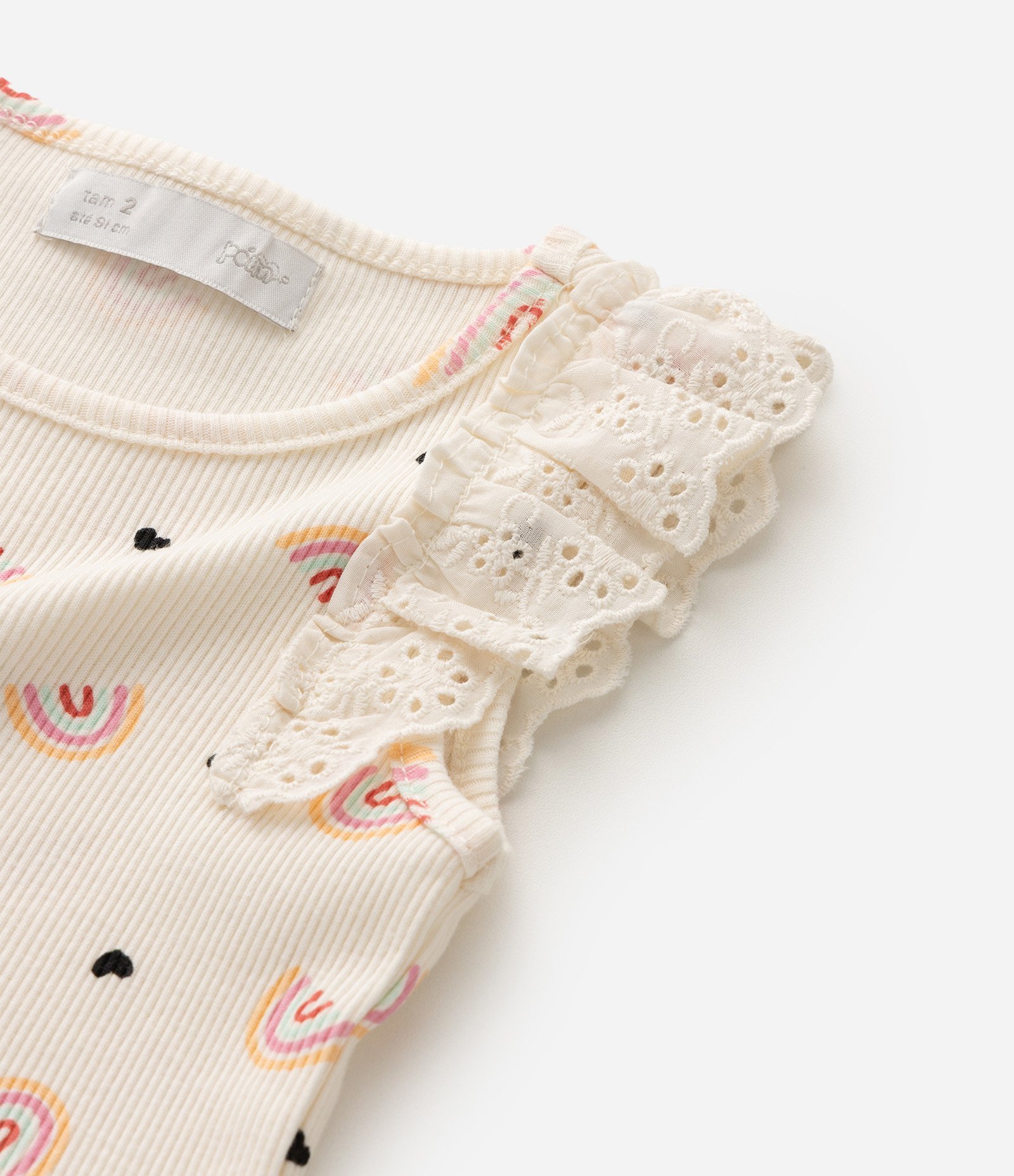 Blusa Infantil com Arco Iris -Tam 1 a 6 Anos Bege 8