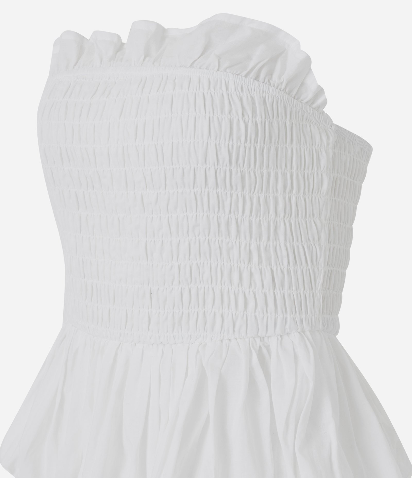 Blusa Tomara que Caia com Franzidos no Busto e Modelagem Peplum Branco 6