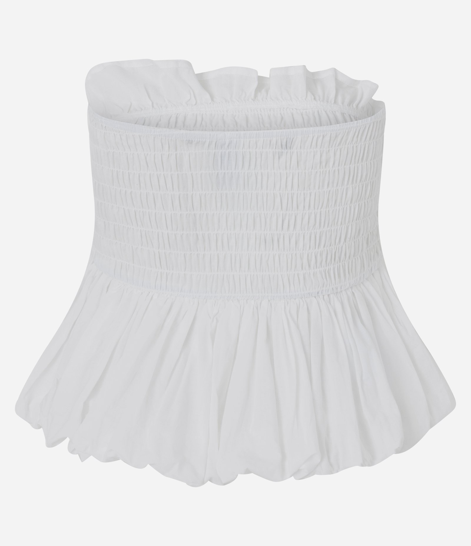 Blusa Tomara que Caia com Franzidos no Busto e Modelagem Peplum Branco 7