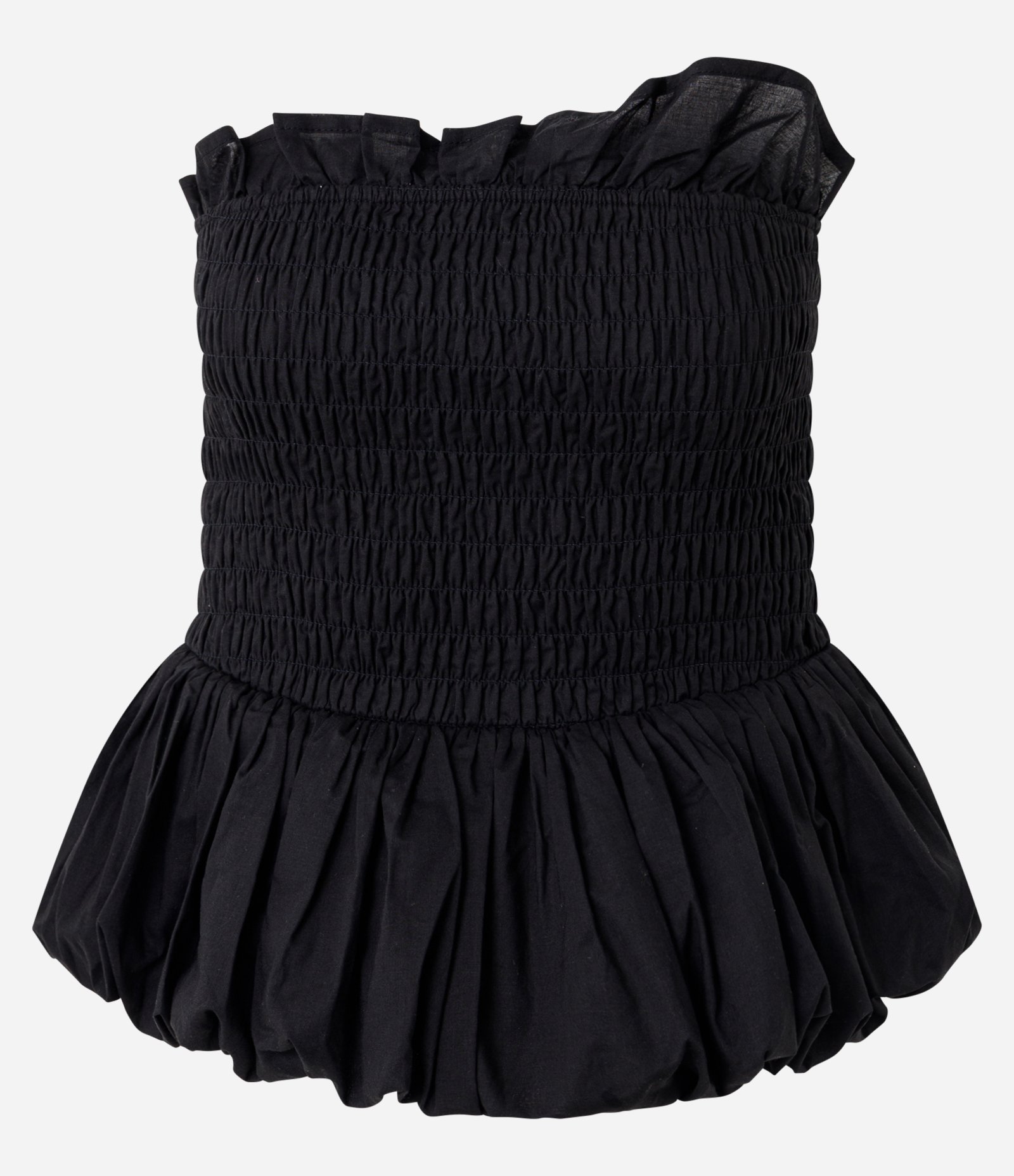 Blusa Tomara que Caia com Franzidos no Busto e Modelagem Peplum Preto 5